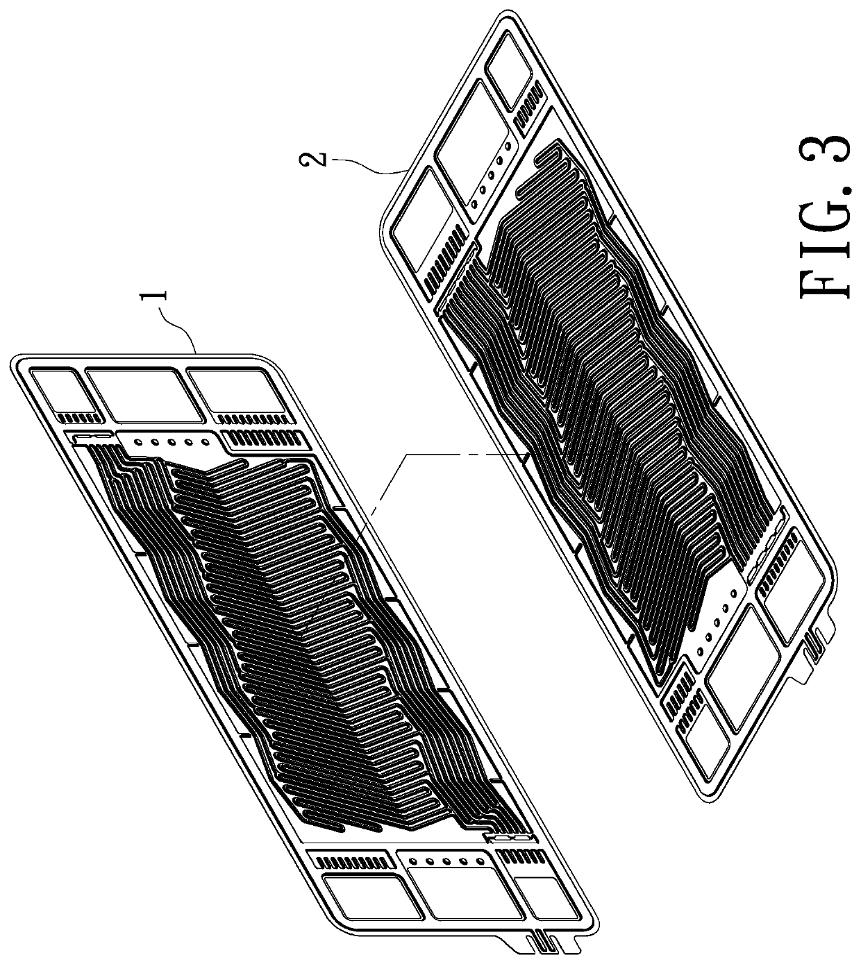 Bipolar plate structure having optimized gas flow channels