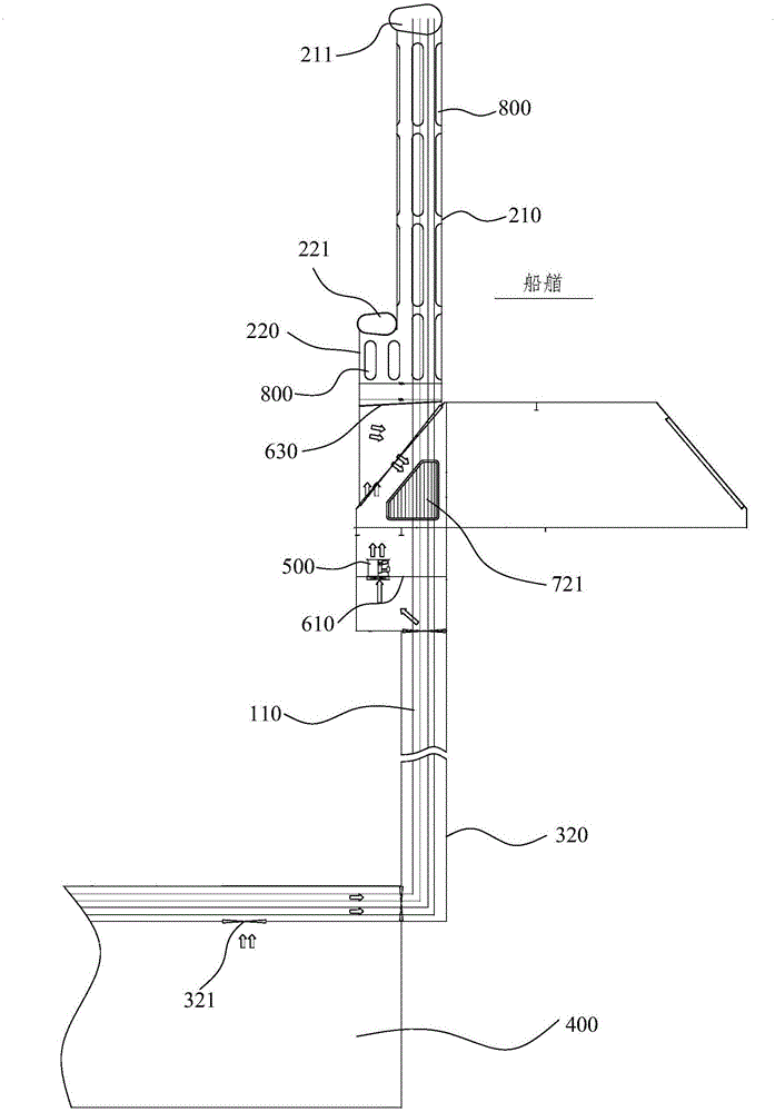 LNG ventilating mast assembly and ship including same