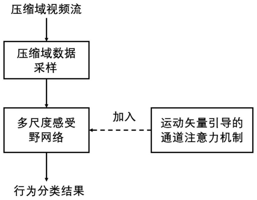 Compressed domain behavior recognition method based on multi-scale time sequence receptive field