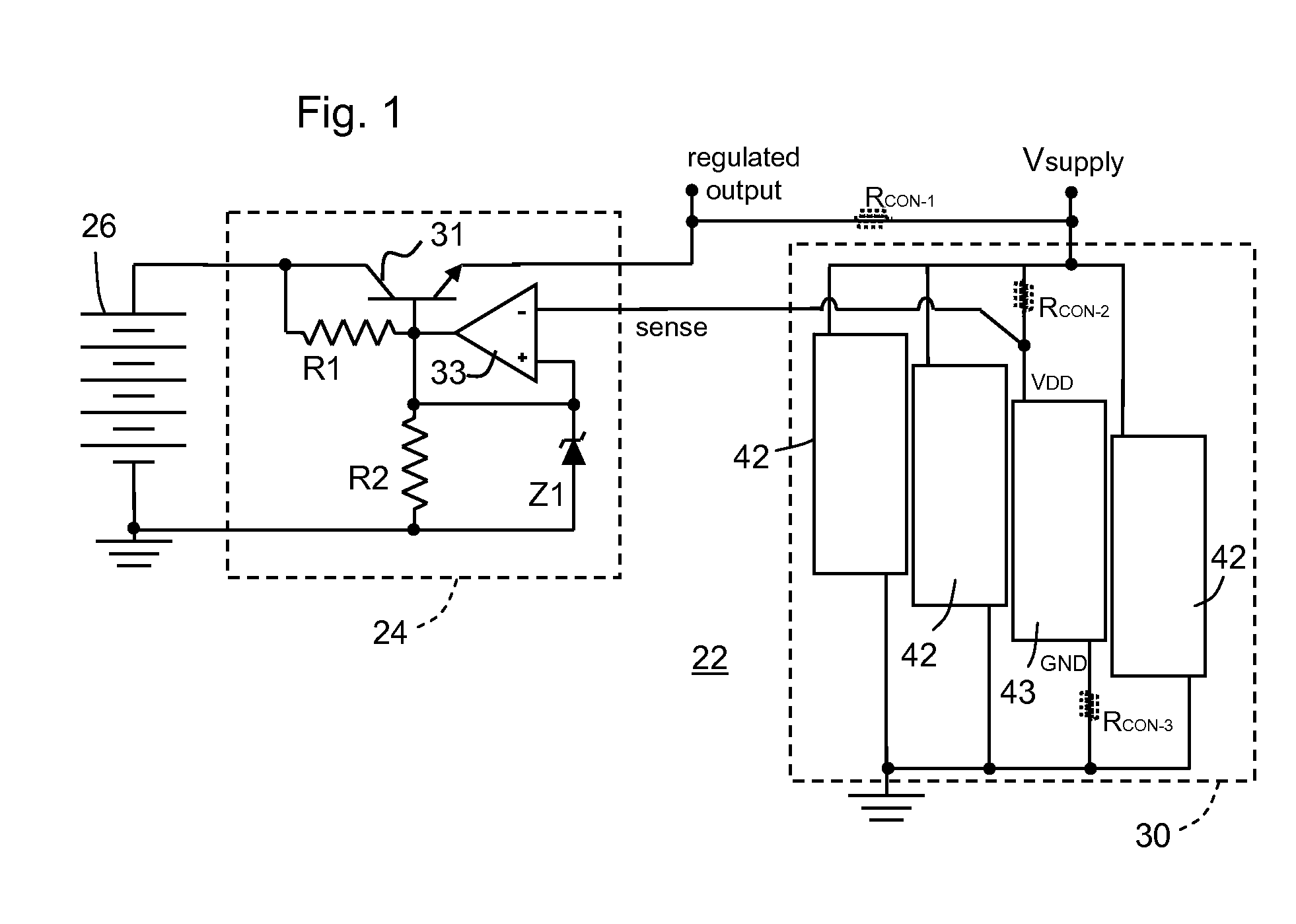 Power supply regulation using kelvin tap for voltage sense feedback from point within integrated circuit load