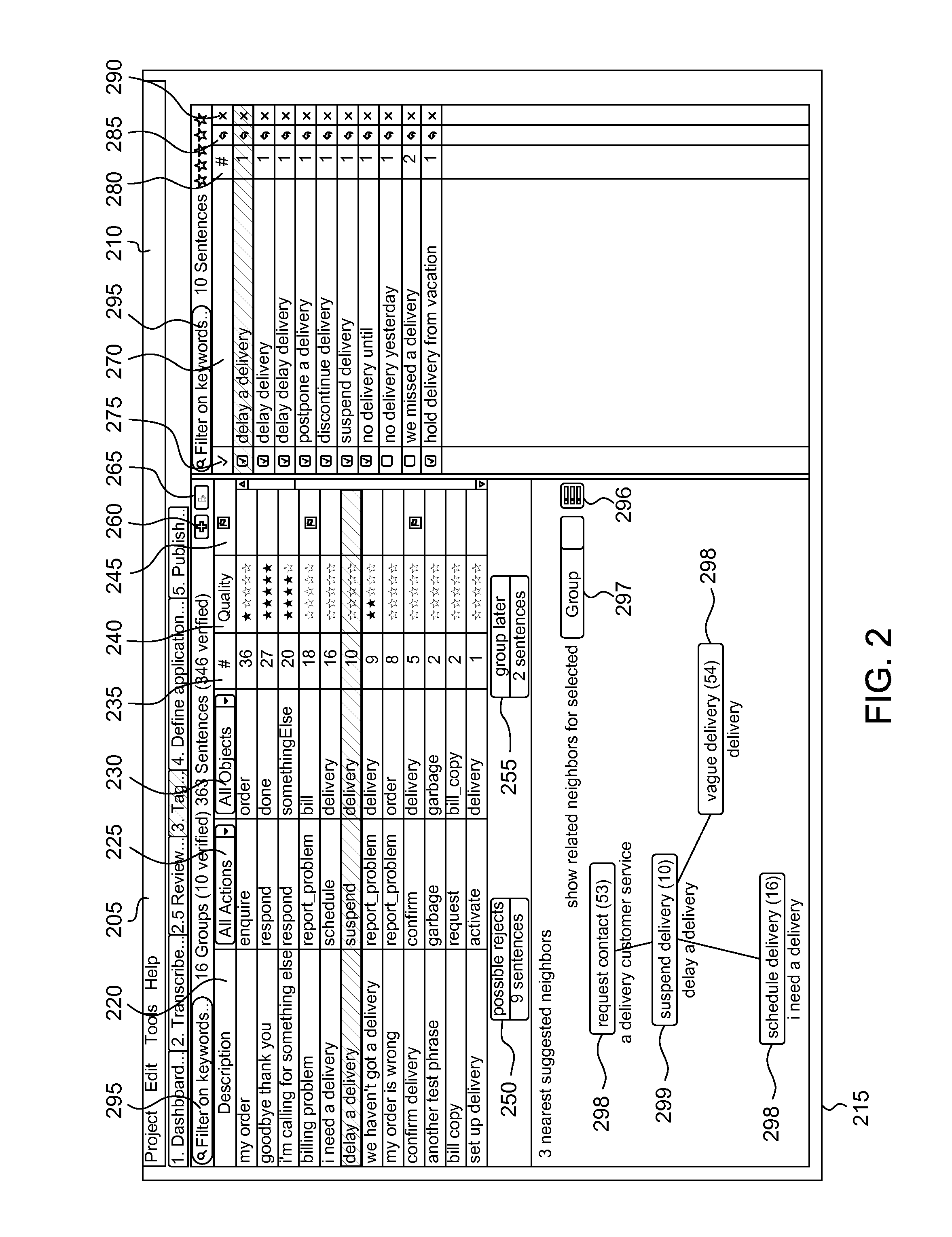 Call steering data tagging interface with automatic semantic clustering