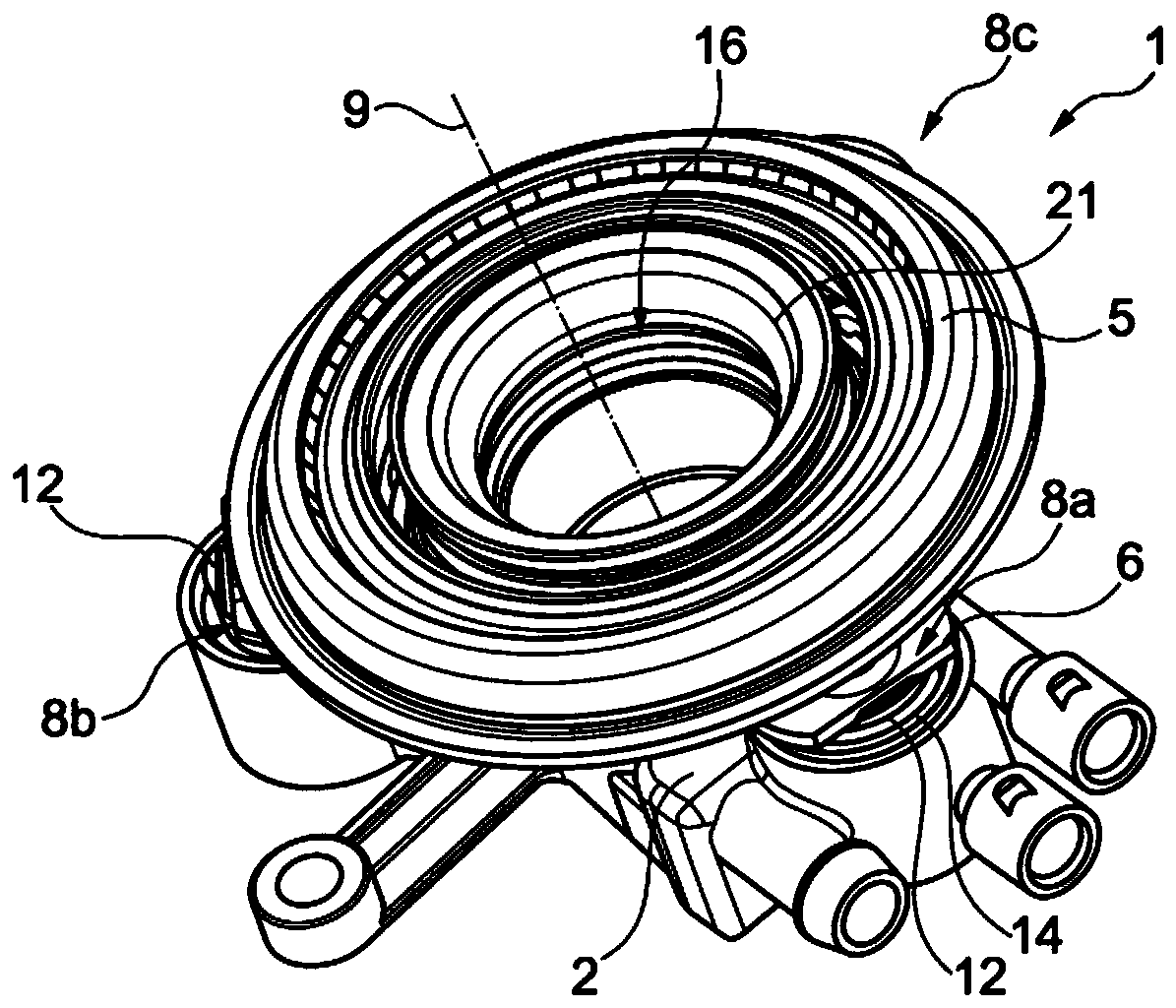 Slave cylinder with individual pistons, actuating device, and clutch system