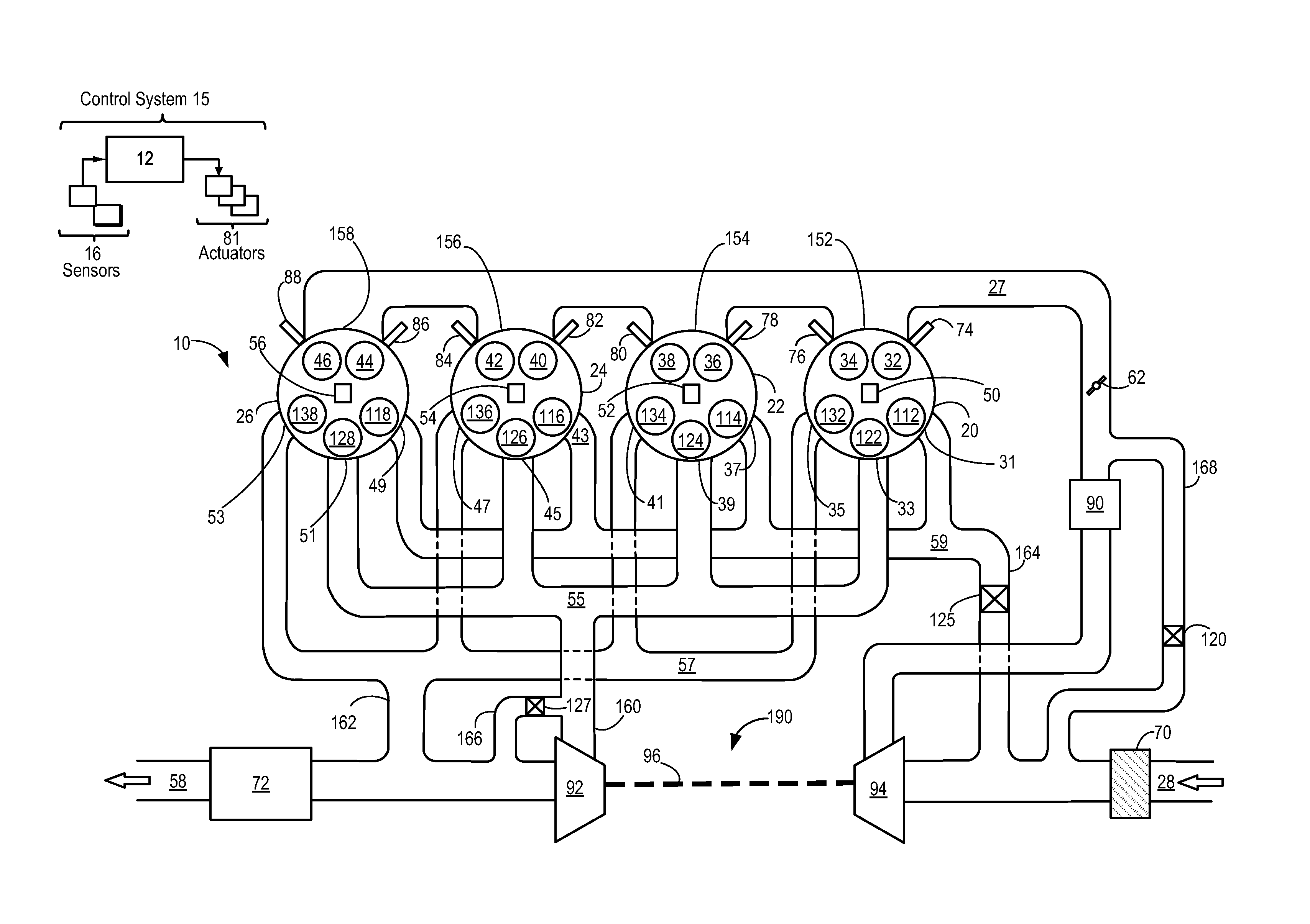 Method to improve blowthrough via split exhaust