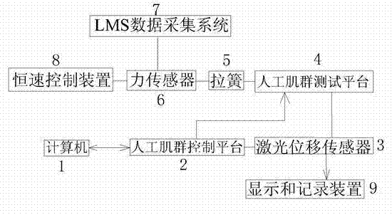 Testing device and testing method for output characteristics of artificial muscle aggregation group