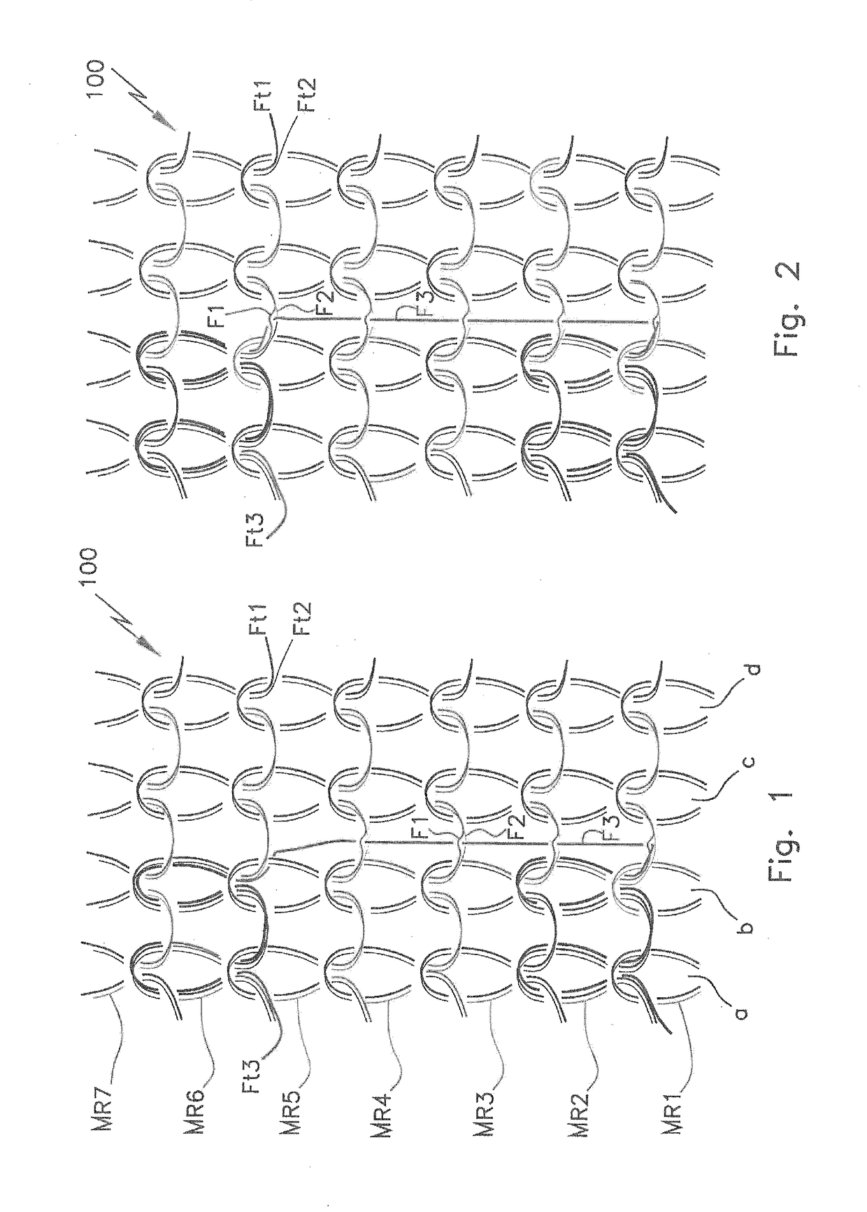 Method for manufacturing a knitted fabric comprising a vertical yarn filament