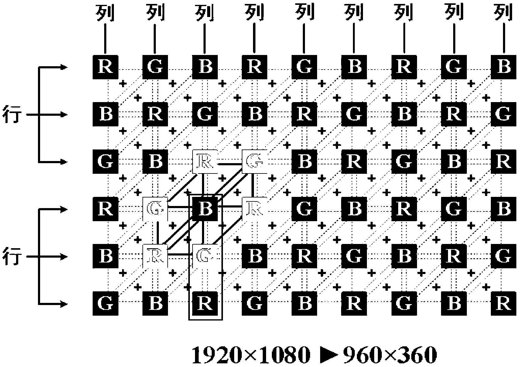 LED display screen with same-color chips arrayed diagonally and method for reusing pixels