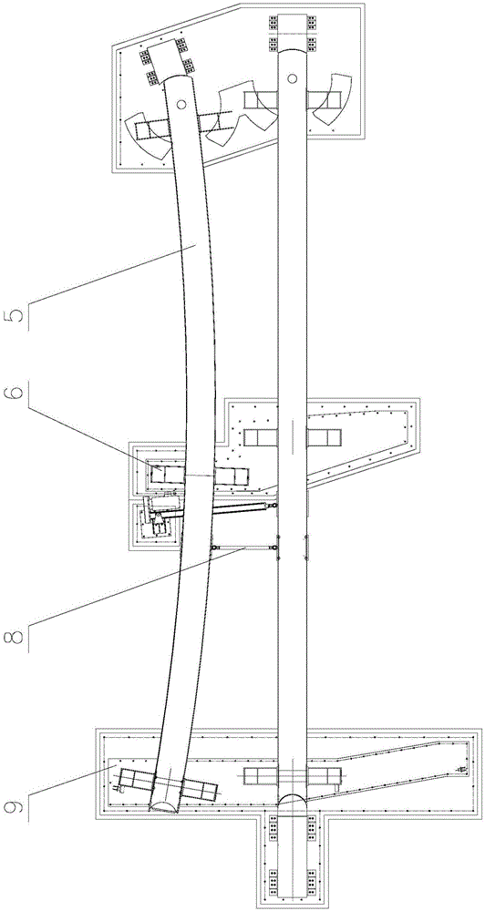 Replacing beam turnout structure and turnout switch method