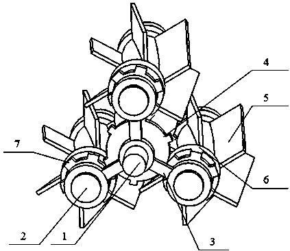 Multi-spindle pump core capable of rotating by means of star gear principle