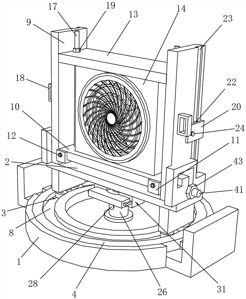 Adjusting frame for household electric fan and installation method thereof