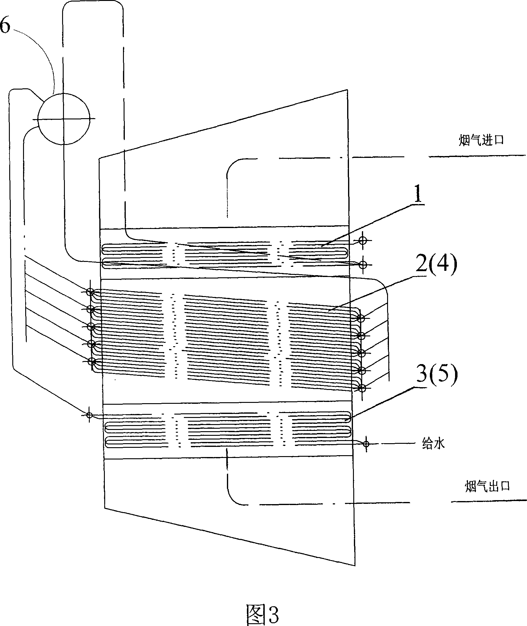 Sinter cooler low temperature waste gas residual heat boiler and power generating system thereof