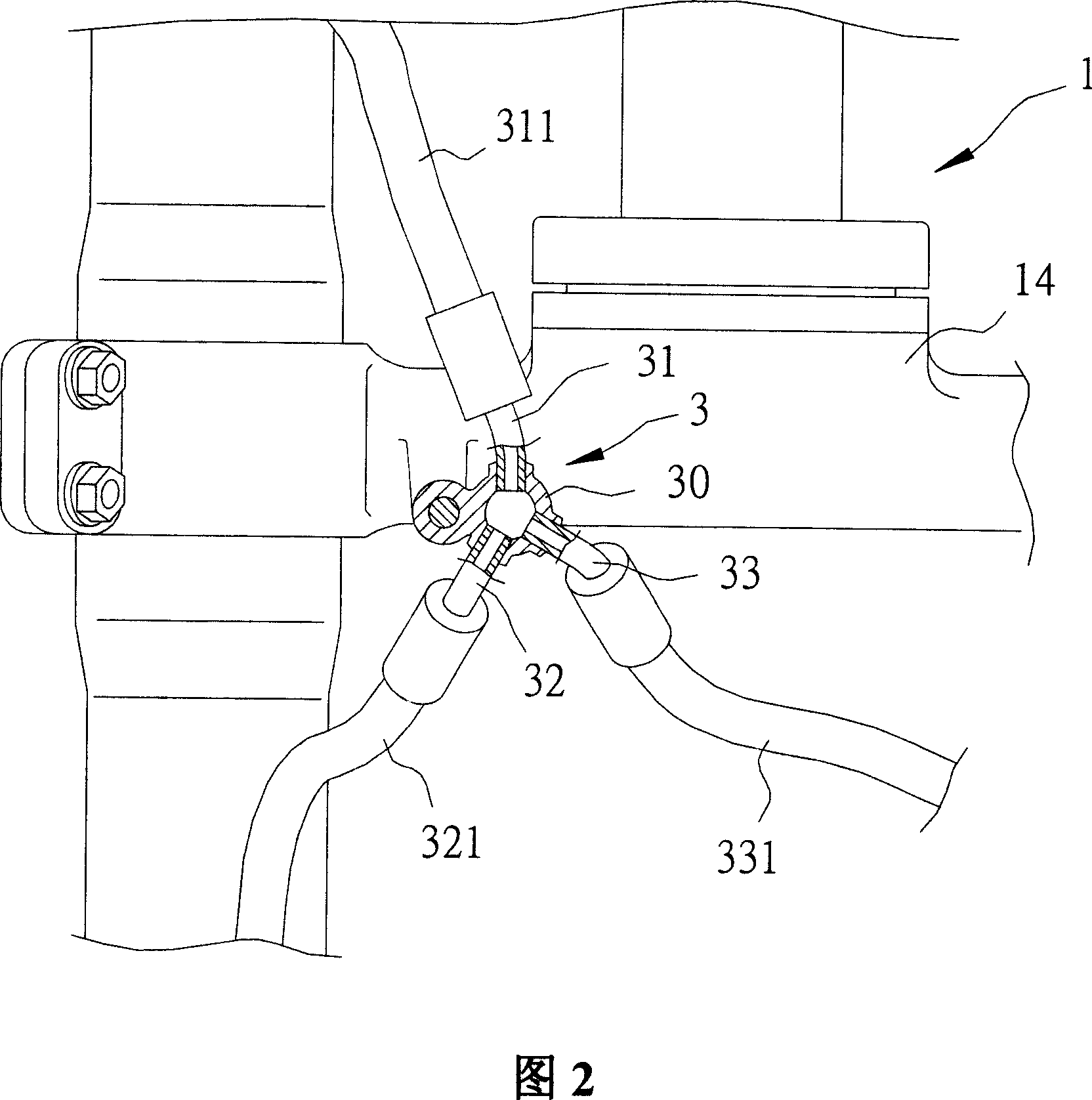 Motorcycle brake oil pipe device