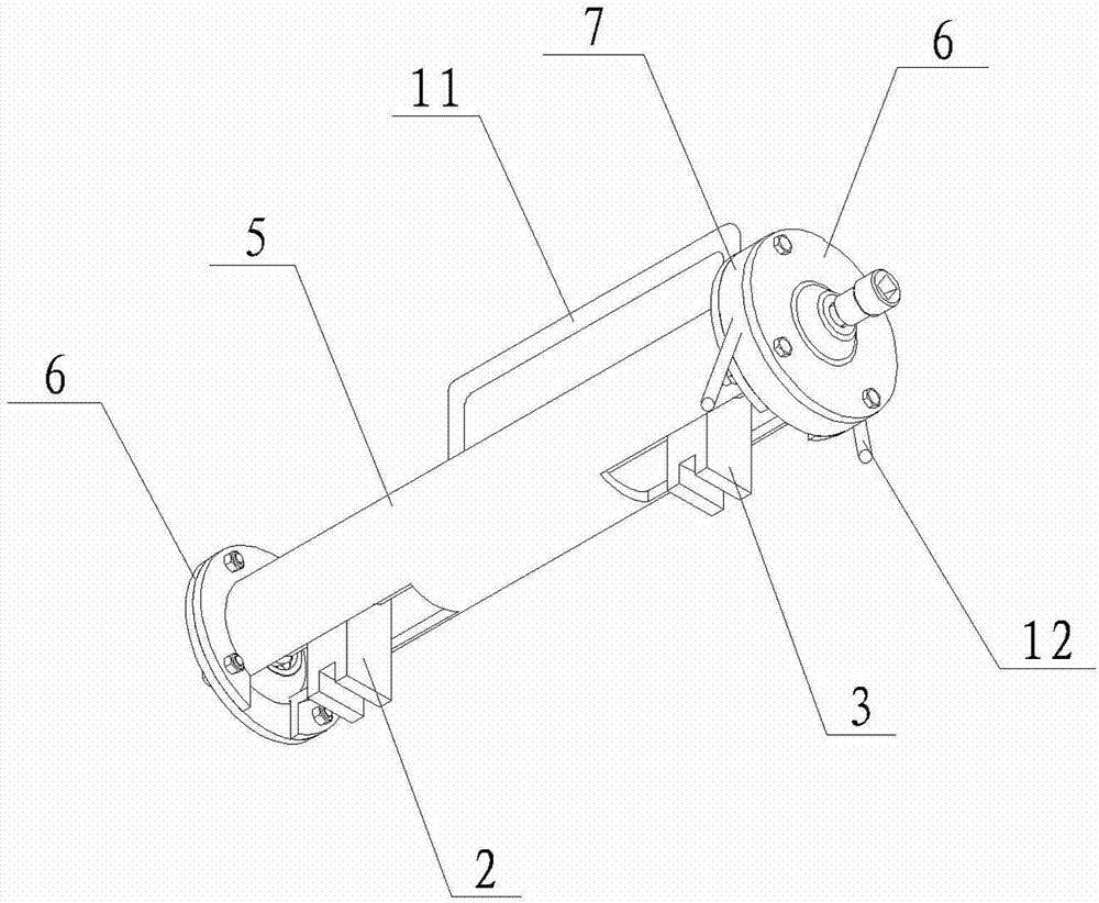 Tensioning device for end beam of crane