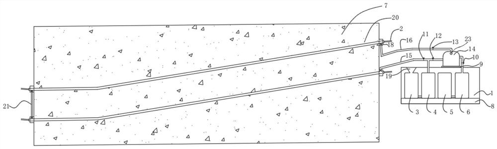 Post-tensioning prestressed box girder double-duct type vacuum-assisted mud jacking system and construction method thereof