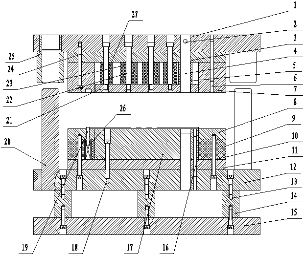 Right mounting bracket blanking and punching composite die