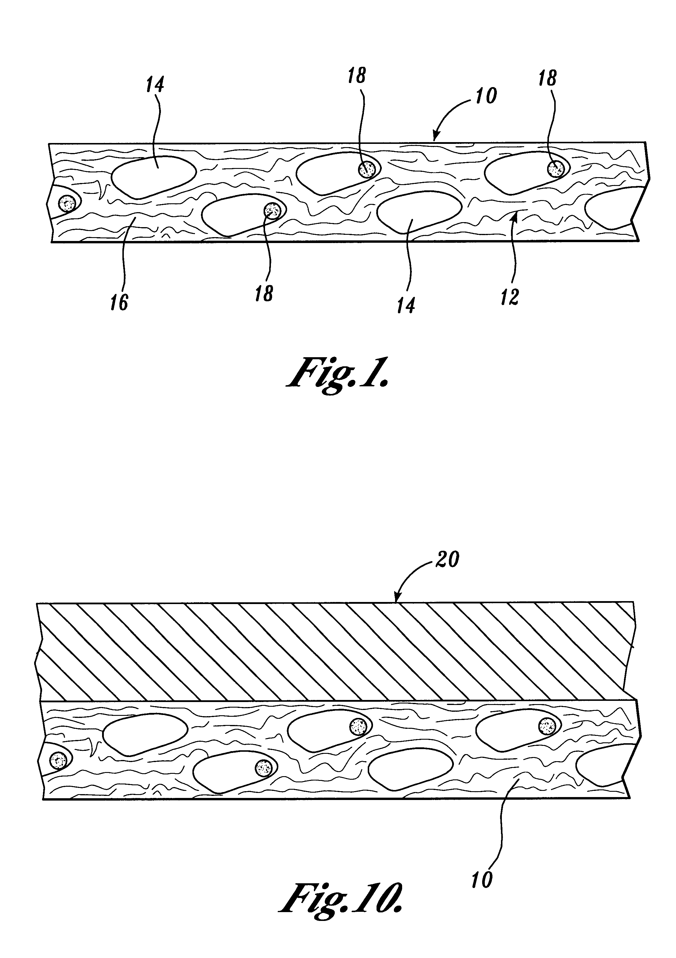 Absorbent composite having fibrous bands