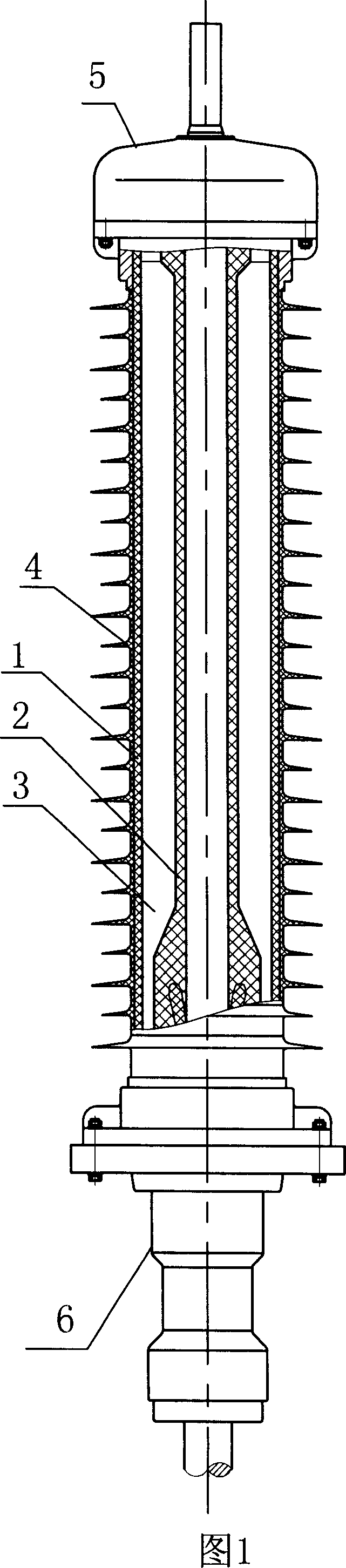 Rigid dry high-voltage cable terminal end