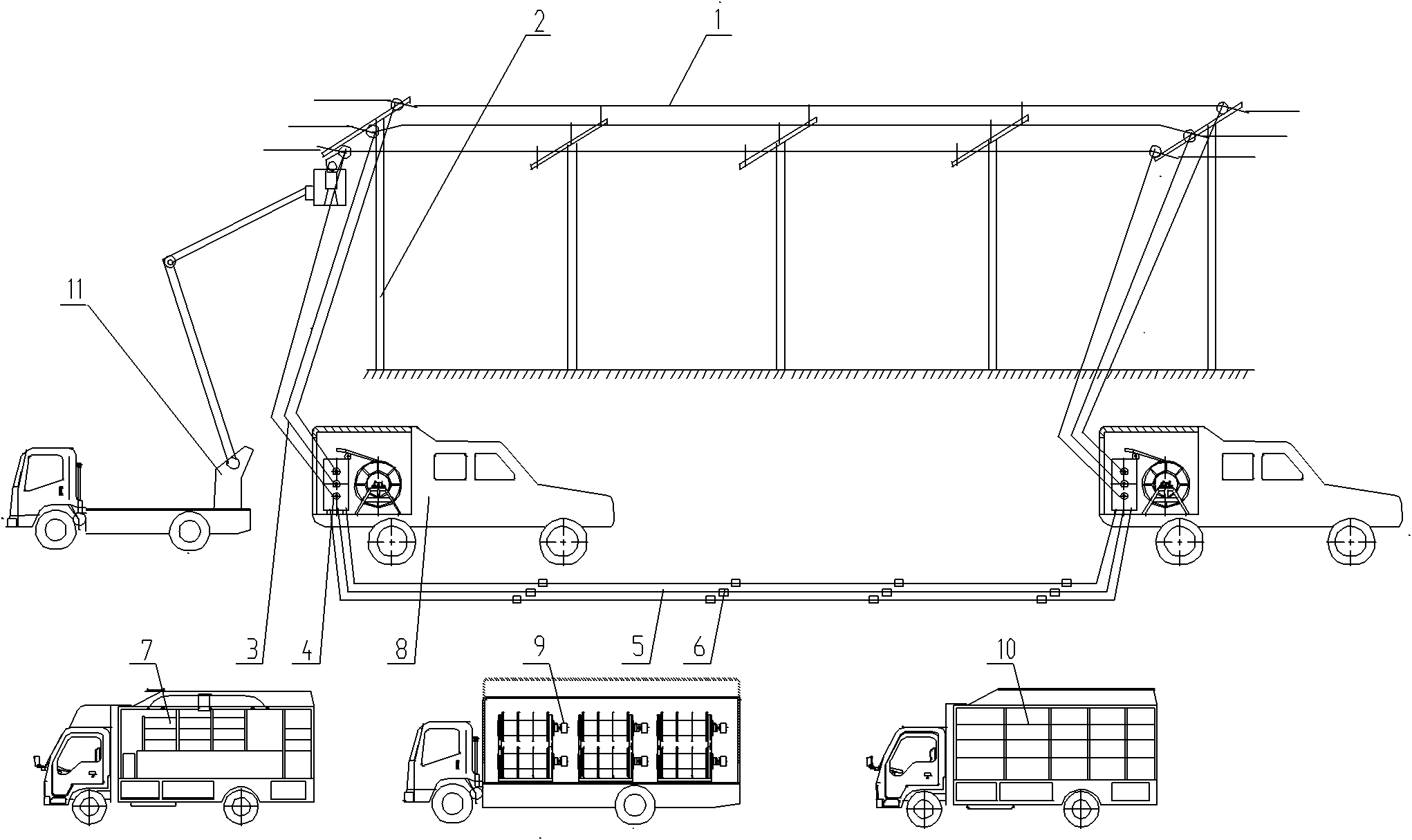 Vehicular carrying and working system special for bypass live working device