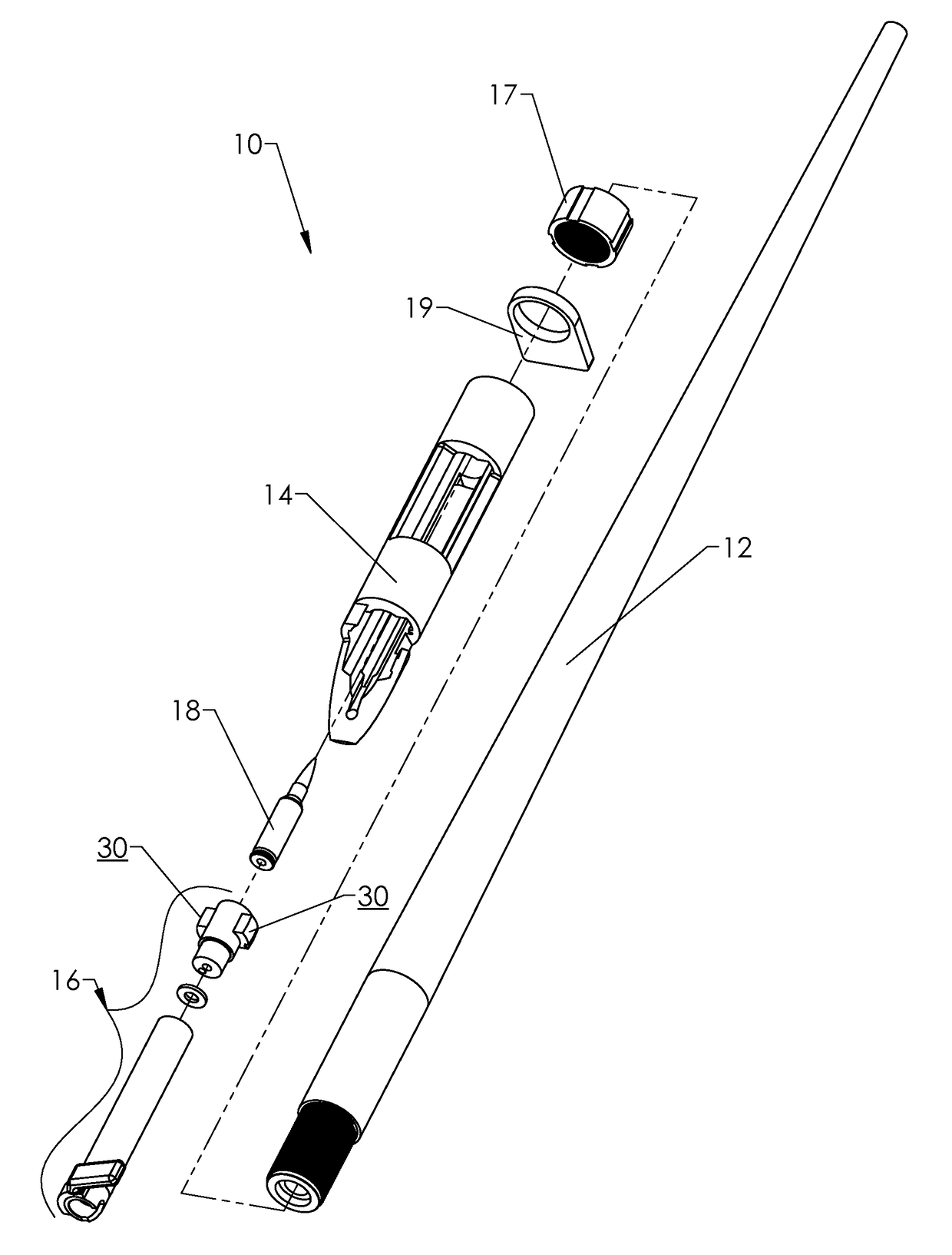 Firearm with locking lug bolt, and components thereof, for accurate field shooting