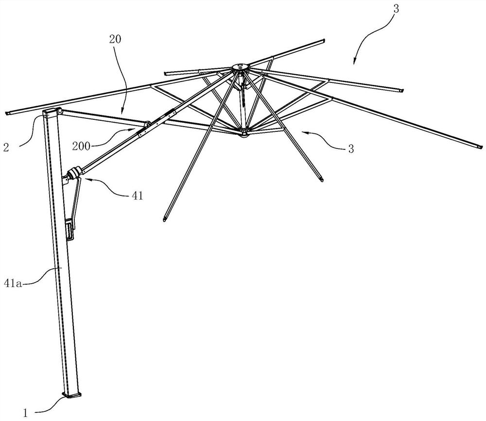 Cordless hanging umbrella with adjustable umbrella cover angle