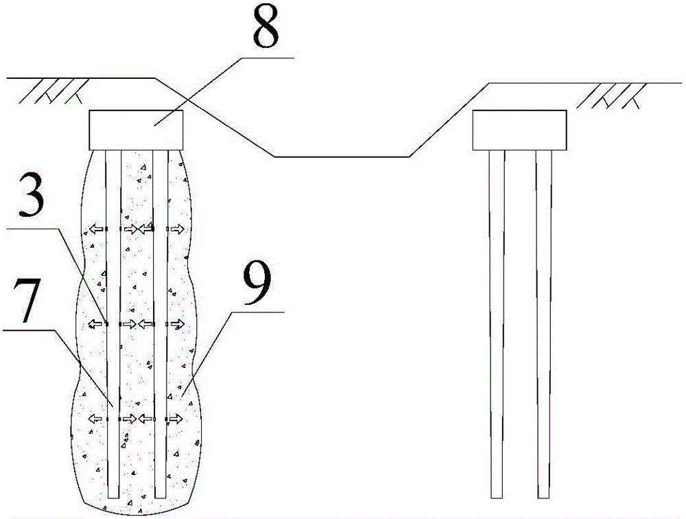 Grouting pipeline device, conical special-shaped pile and application method thereof