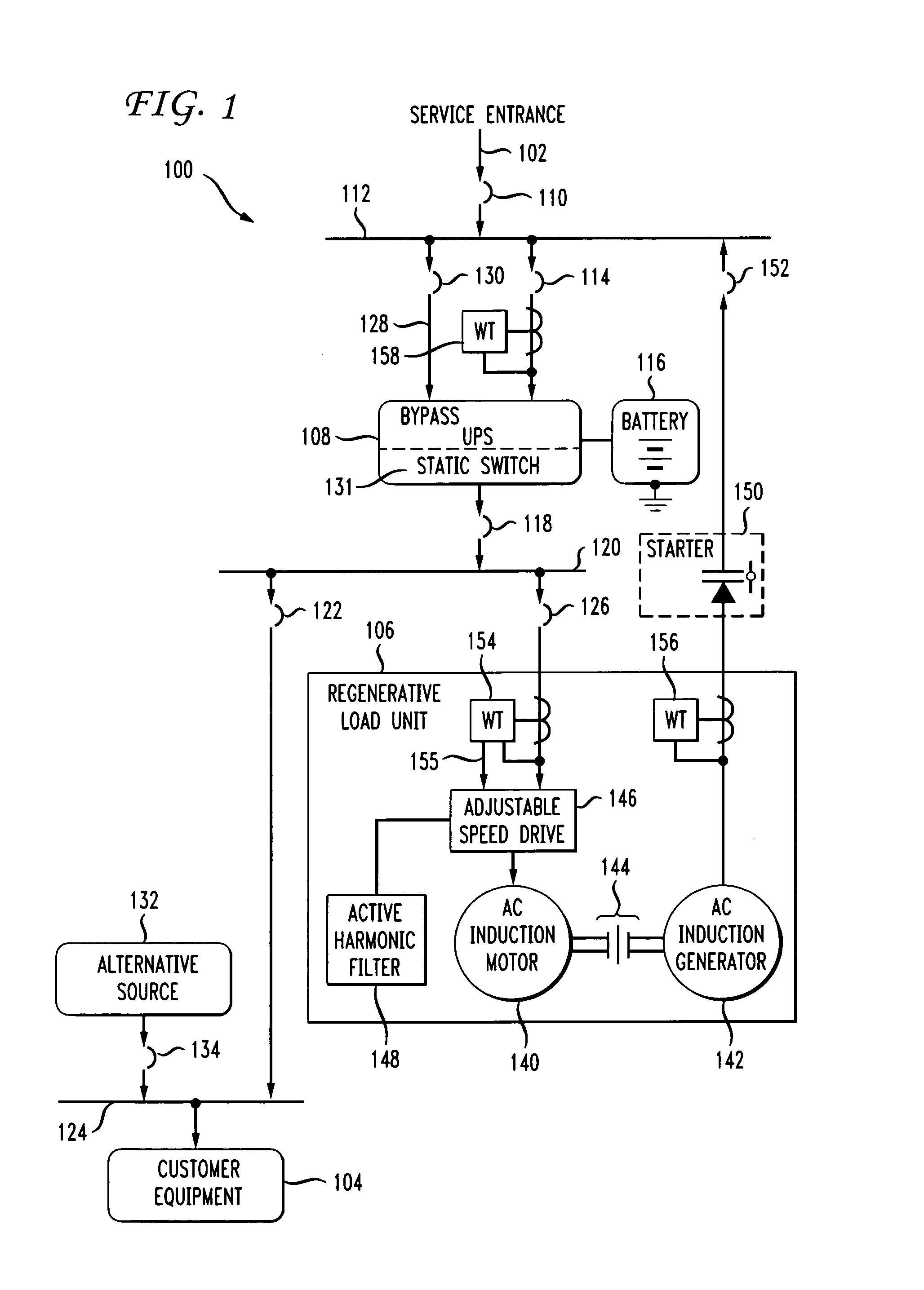 Load testing of uninterrupted power supply systems using regenerative loading by supplying percentage of a test power