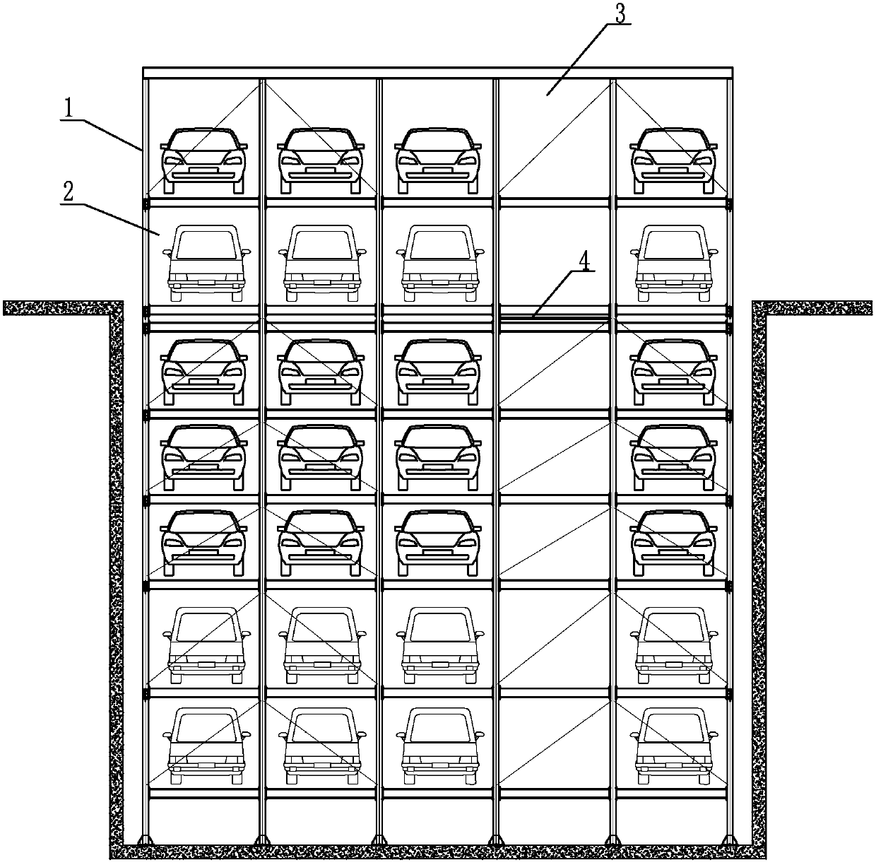 Negative x positive n comb lifting and traversing three-dimensional garage