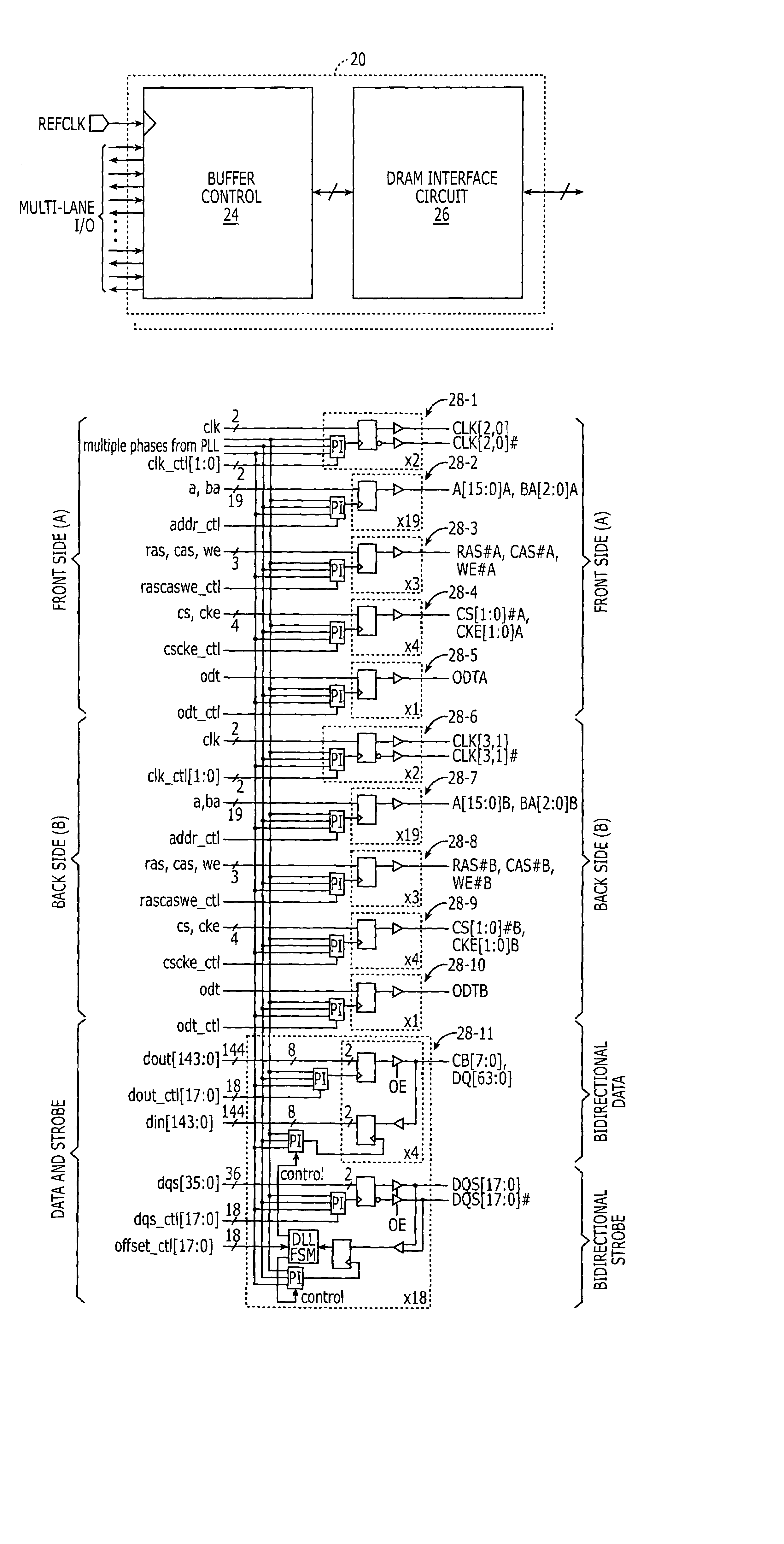 DRAM interface circuits having enhanced skew, slew rate and impedance control