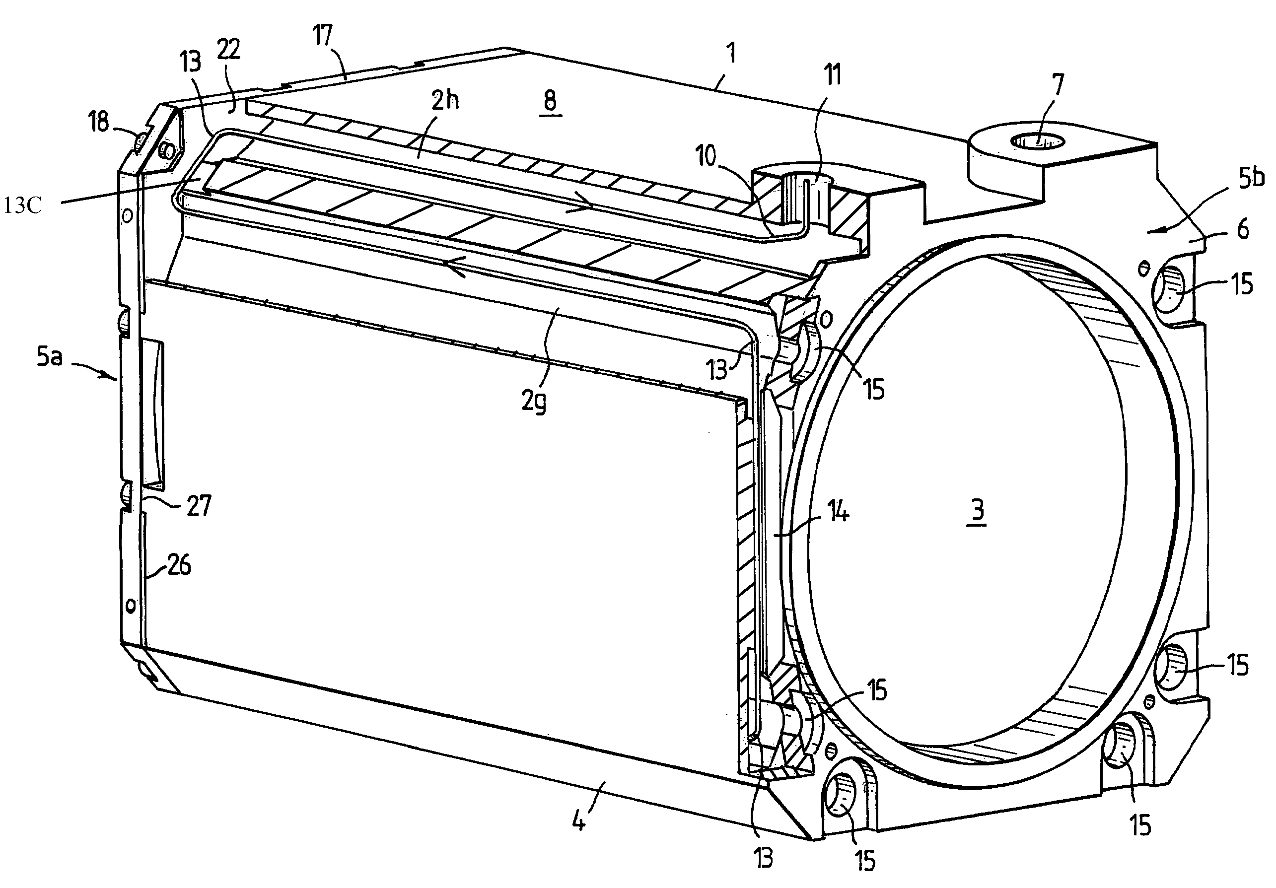 Dipping varnish-coated cooling shell of a housing for an electric machine