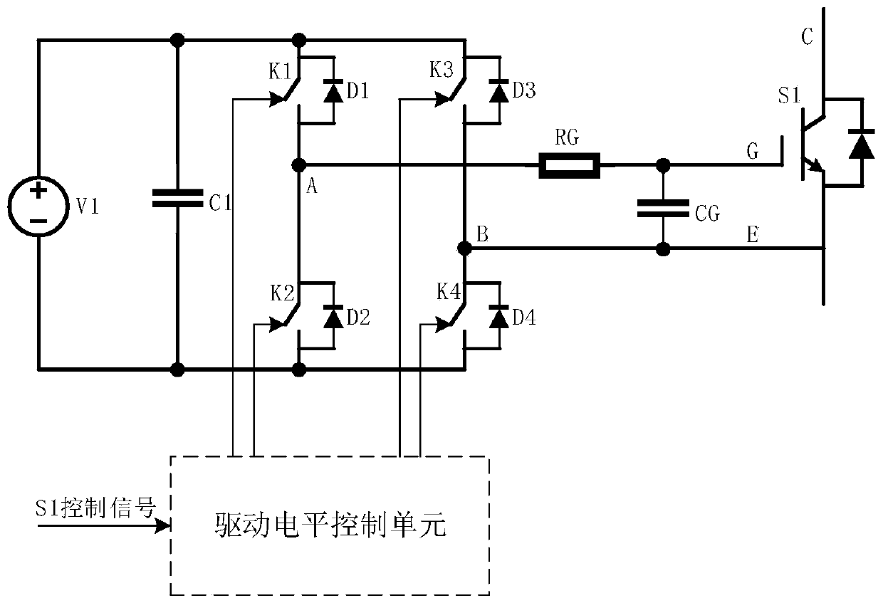 Single-power-supply gate pole edge controllable driving circuit