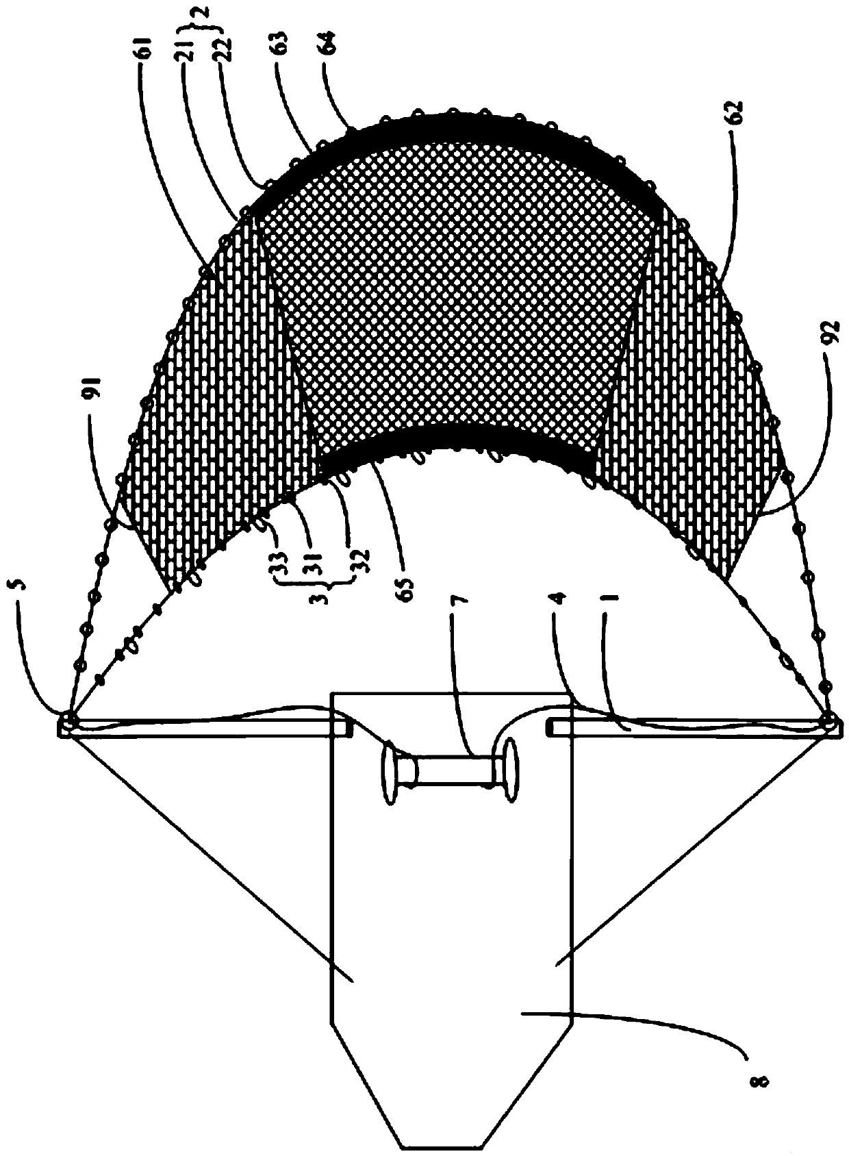 Stern supporting rod type saury stick-held net netting gear