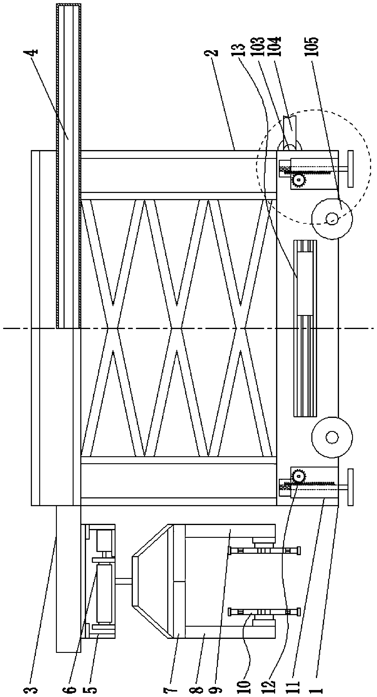 A curved clamping plate facing cement culvert pipe laying device