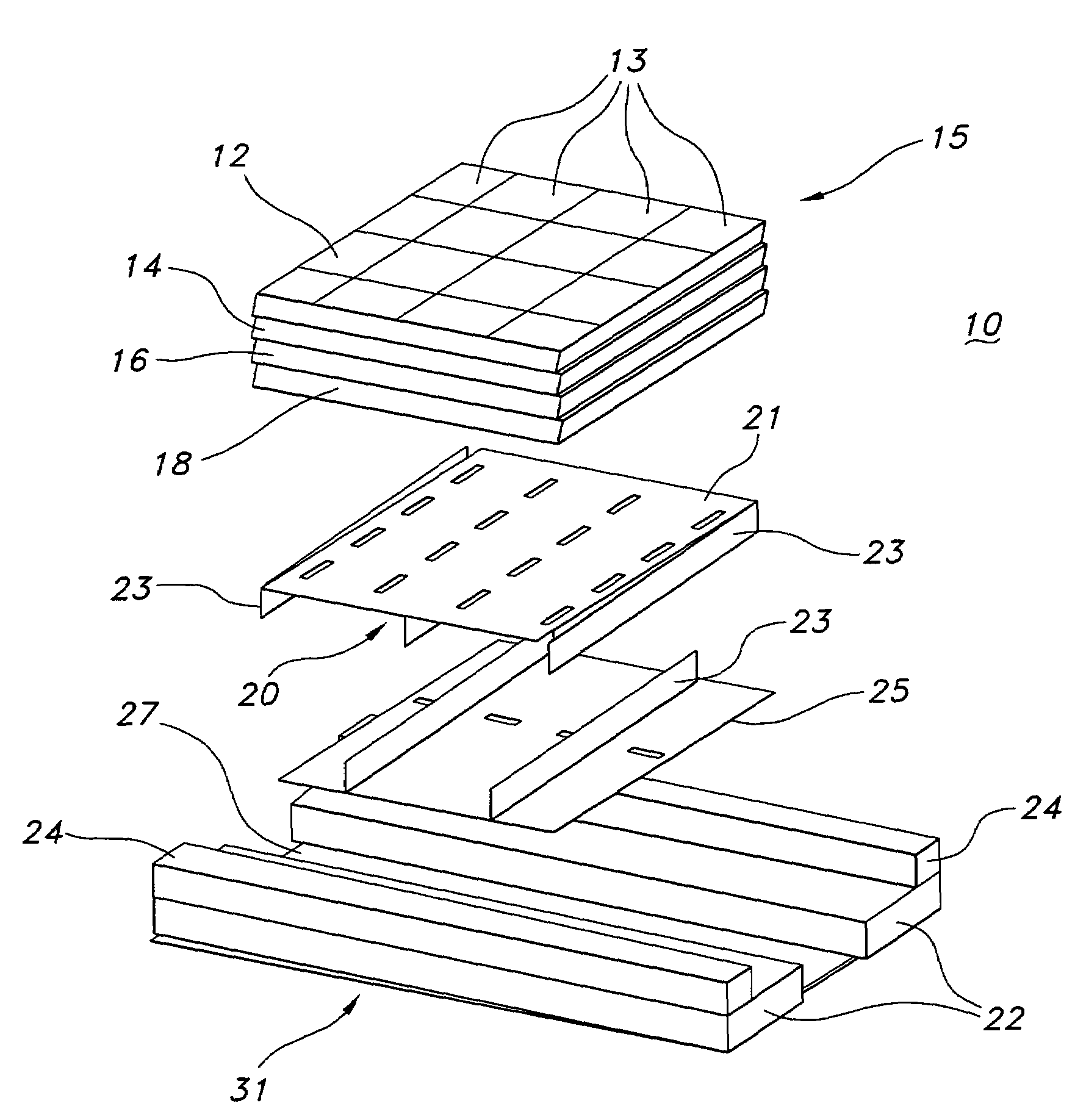 Low-loss integrated waveguide feed for wafer-scale heterogeneous layered active electronically scanned array