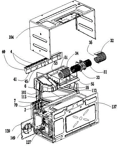 Overall ventilation system of microwave oven