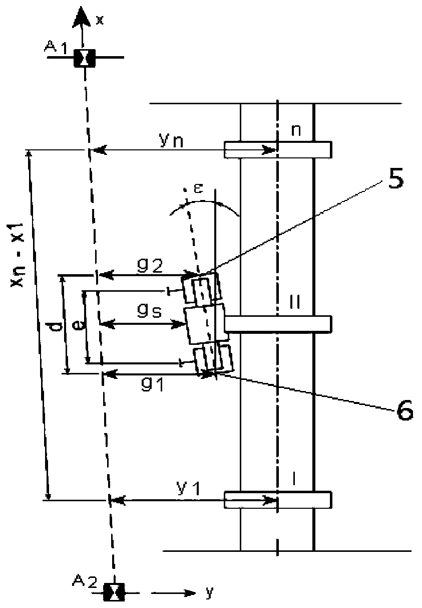 Method for measuring horizontal and vertical skew of riding wheel shaft of rotary cement kiln