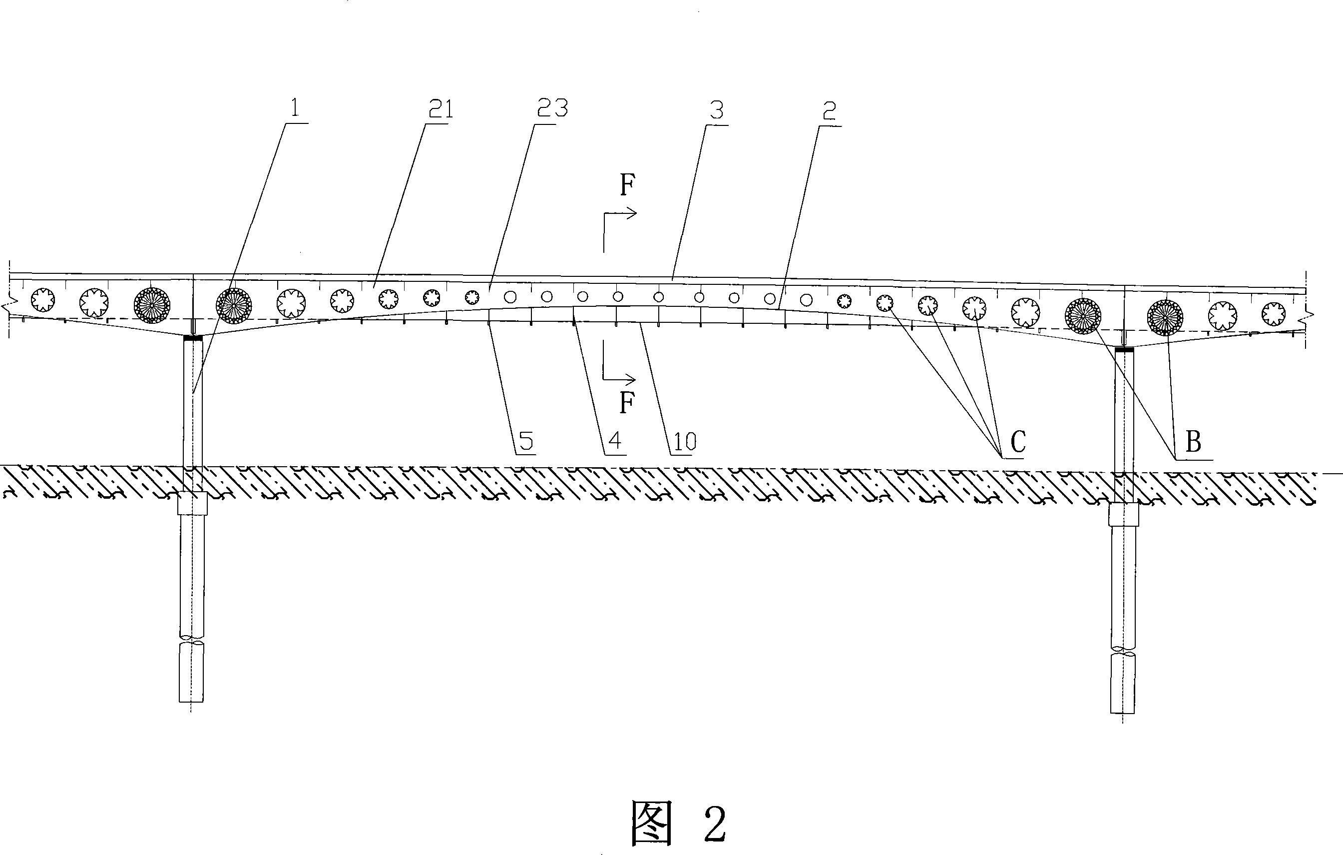 Steel-concrete combined structure double-deck continuous girder bridge