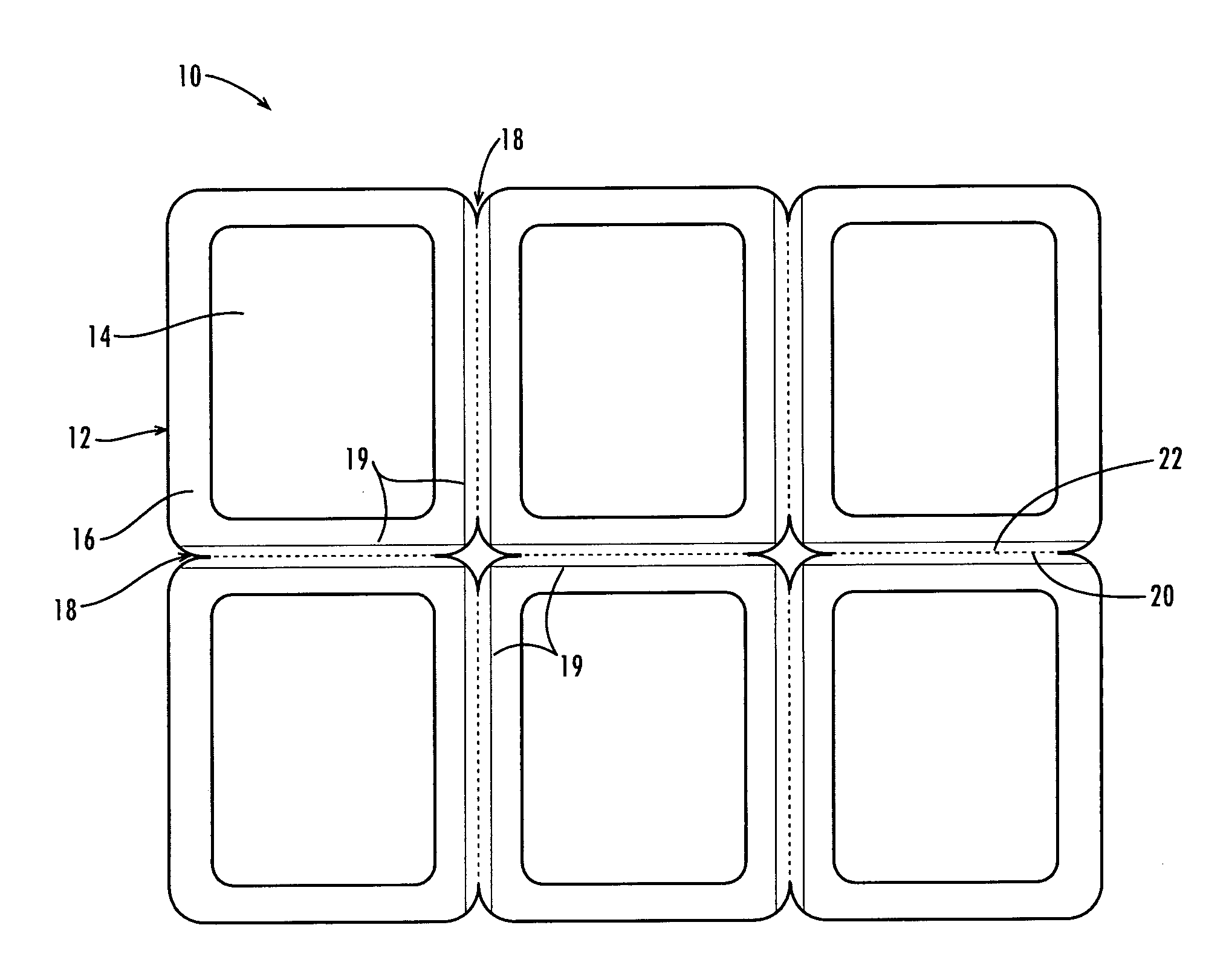 Multiple portion packaging tray and method of making same