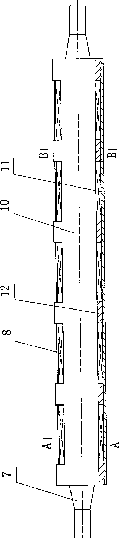 Roller type electromagnetic stirrer for block continuous-casting