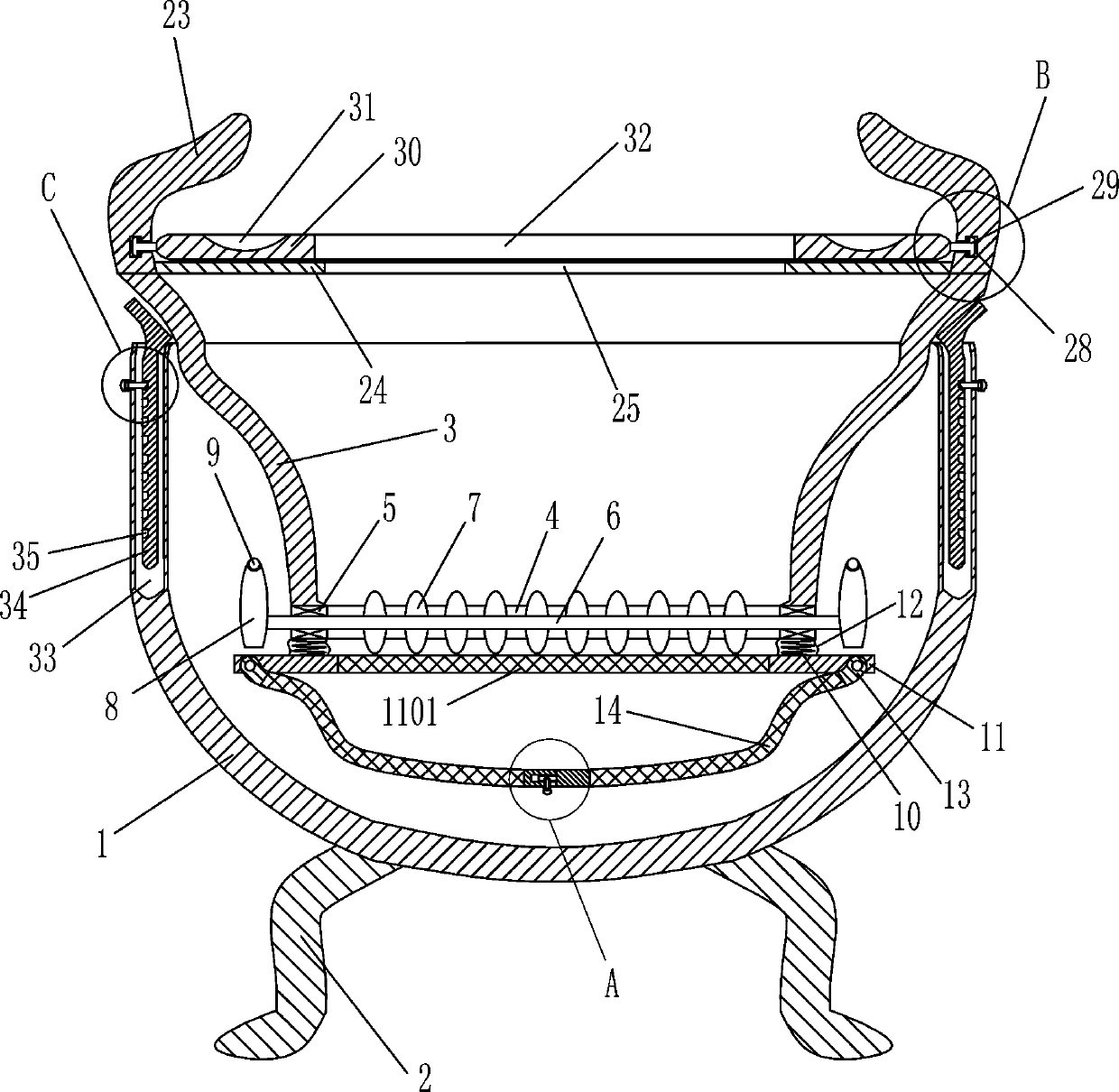 Footbath nursing basin with massaging function