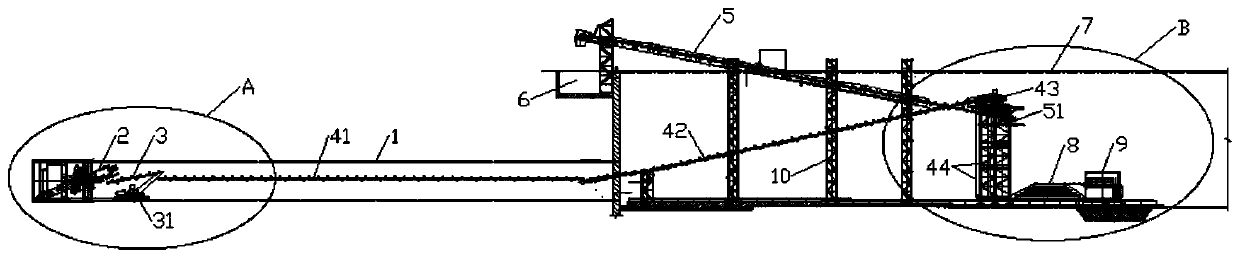 Tunnel deslagging device and system and deslagging method