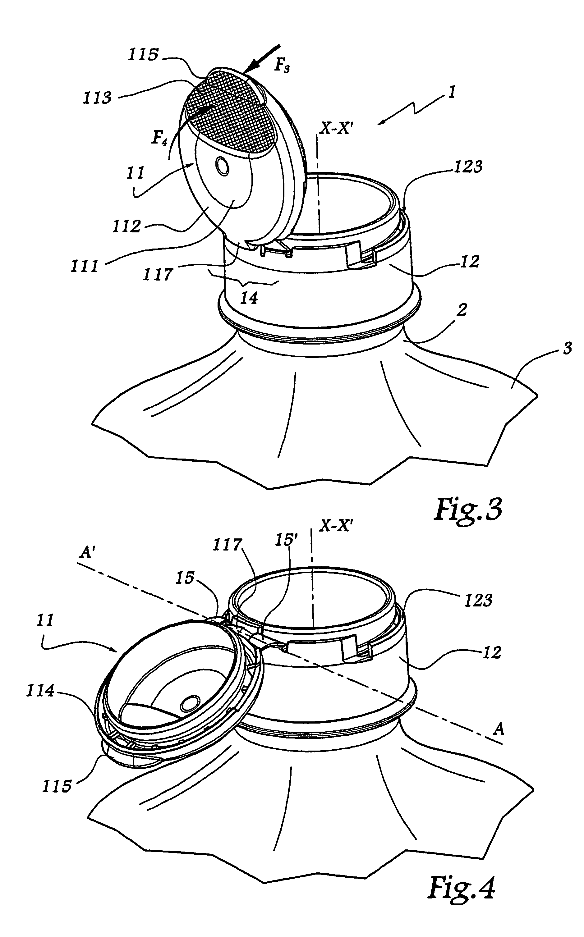 Hinged closure device and a container