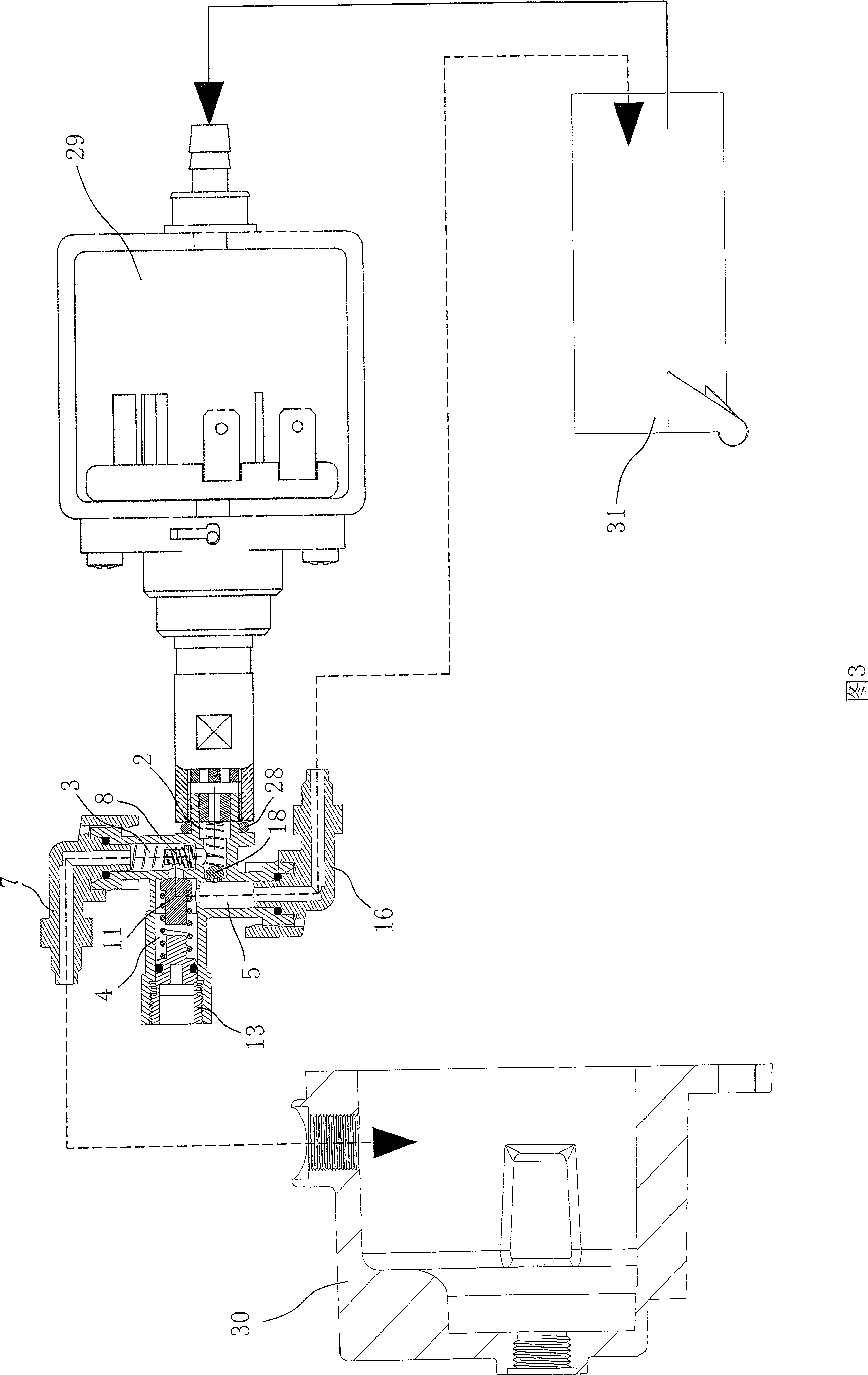 Automatic valve in use for water supply apparatus of coffee maker