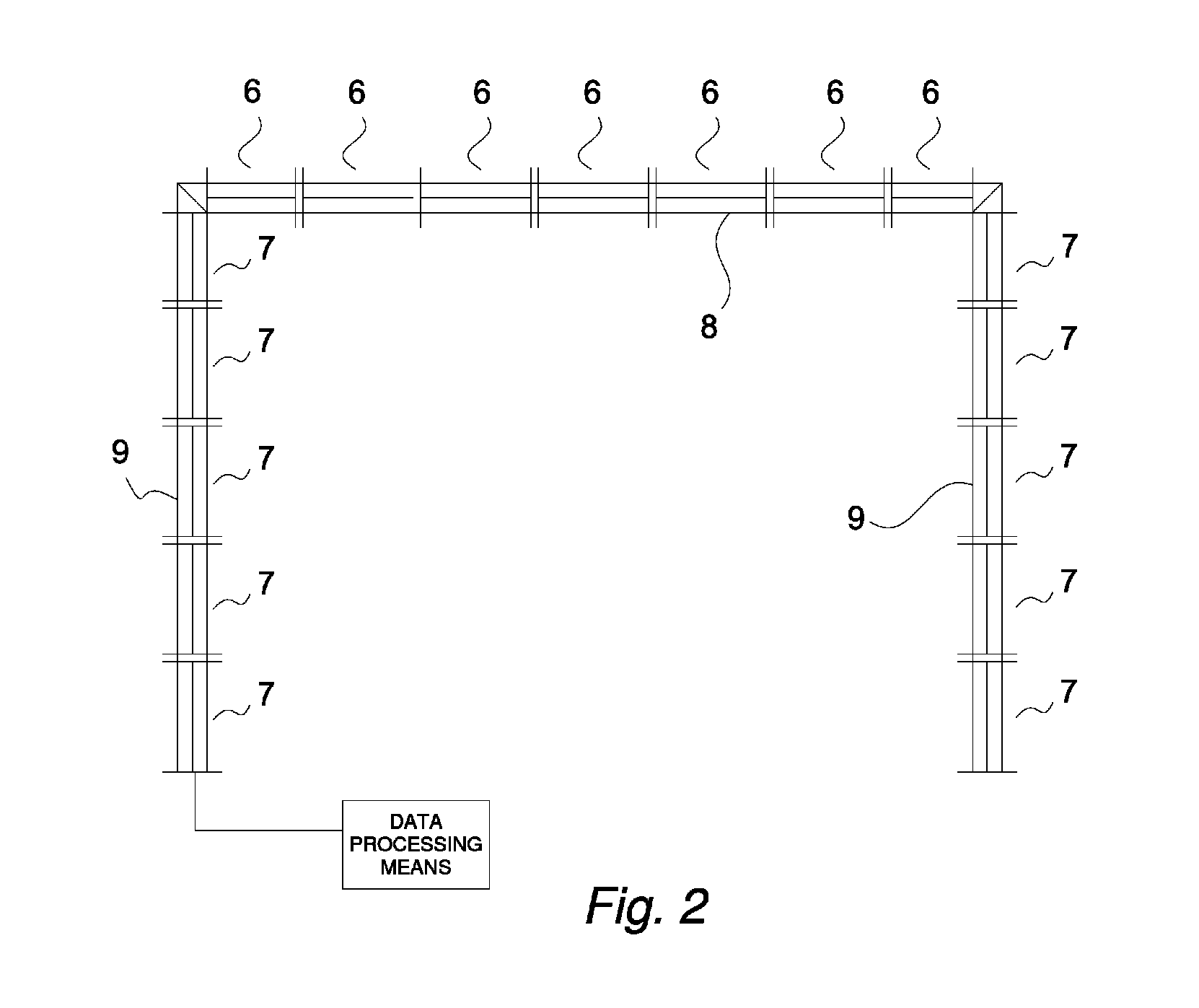 Goal detector for detection of an object passing a goal plane