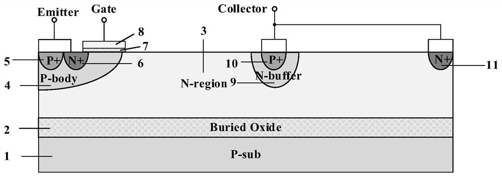 LIGBT device with integrated NMOS transistor