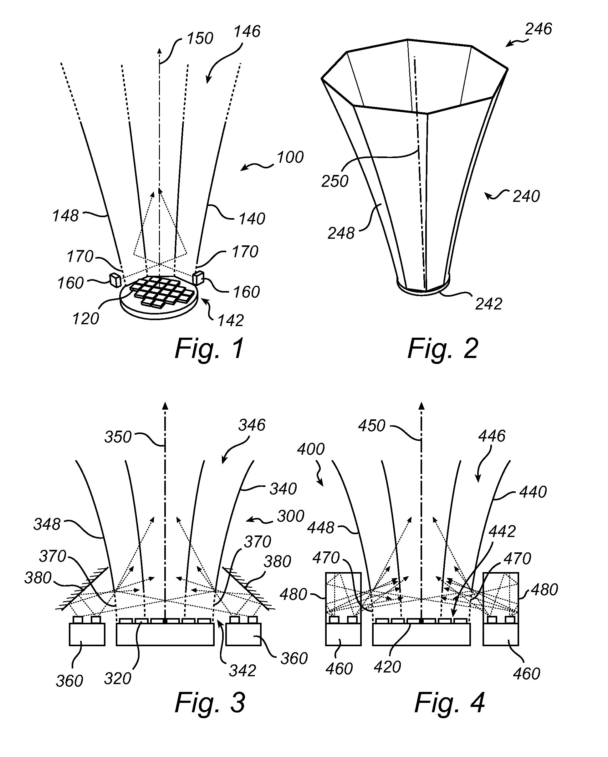 Luminaire emitting light of different colours