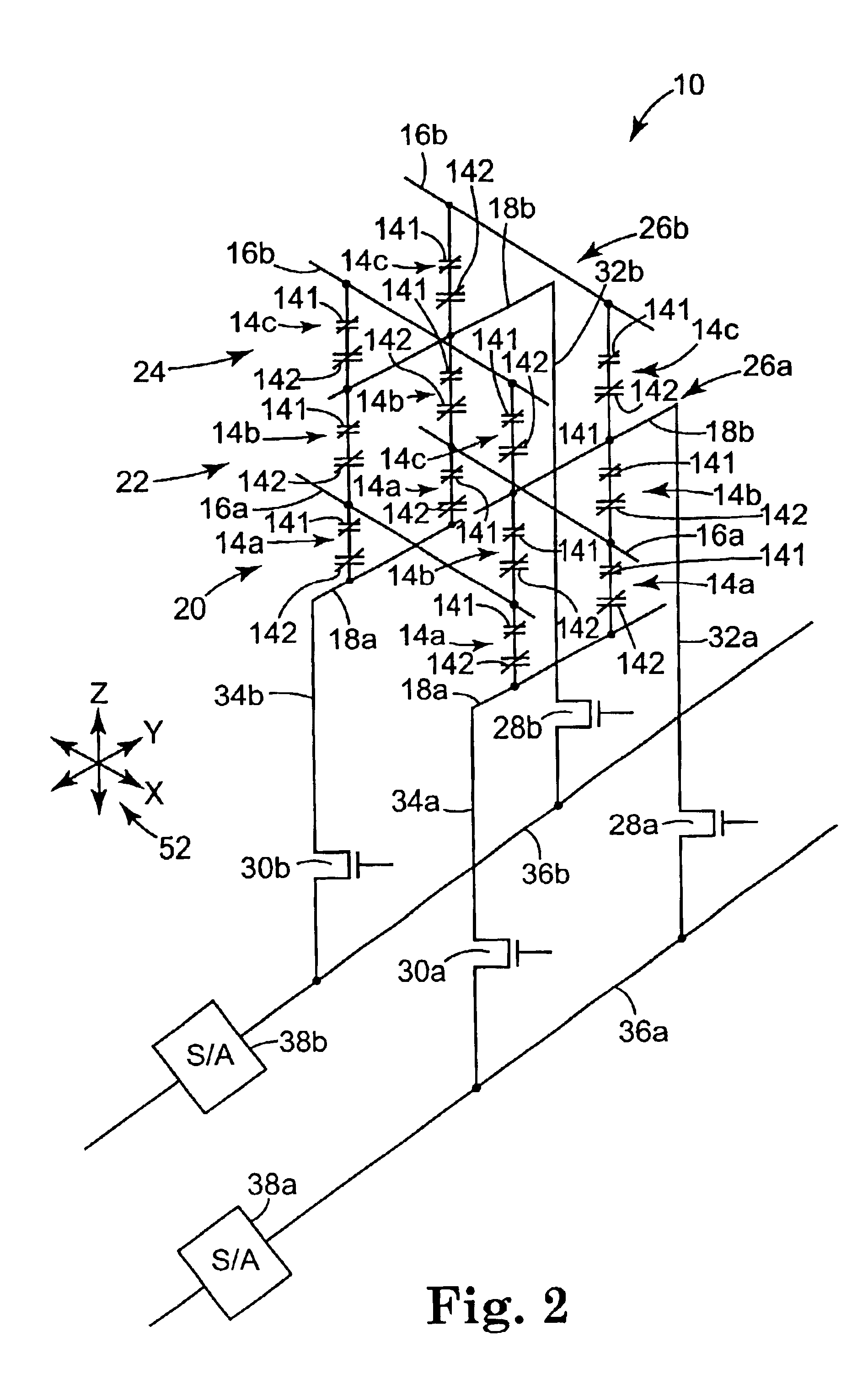 Memory storage device with segmented column line array