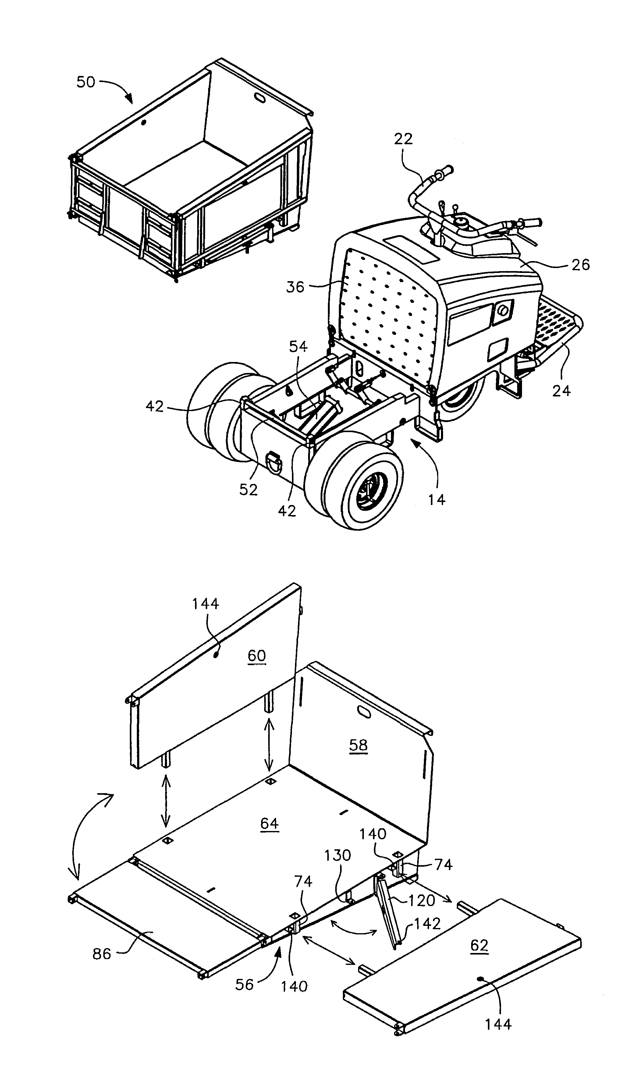 Mortar buggy with stake bed assembly