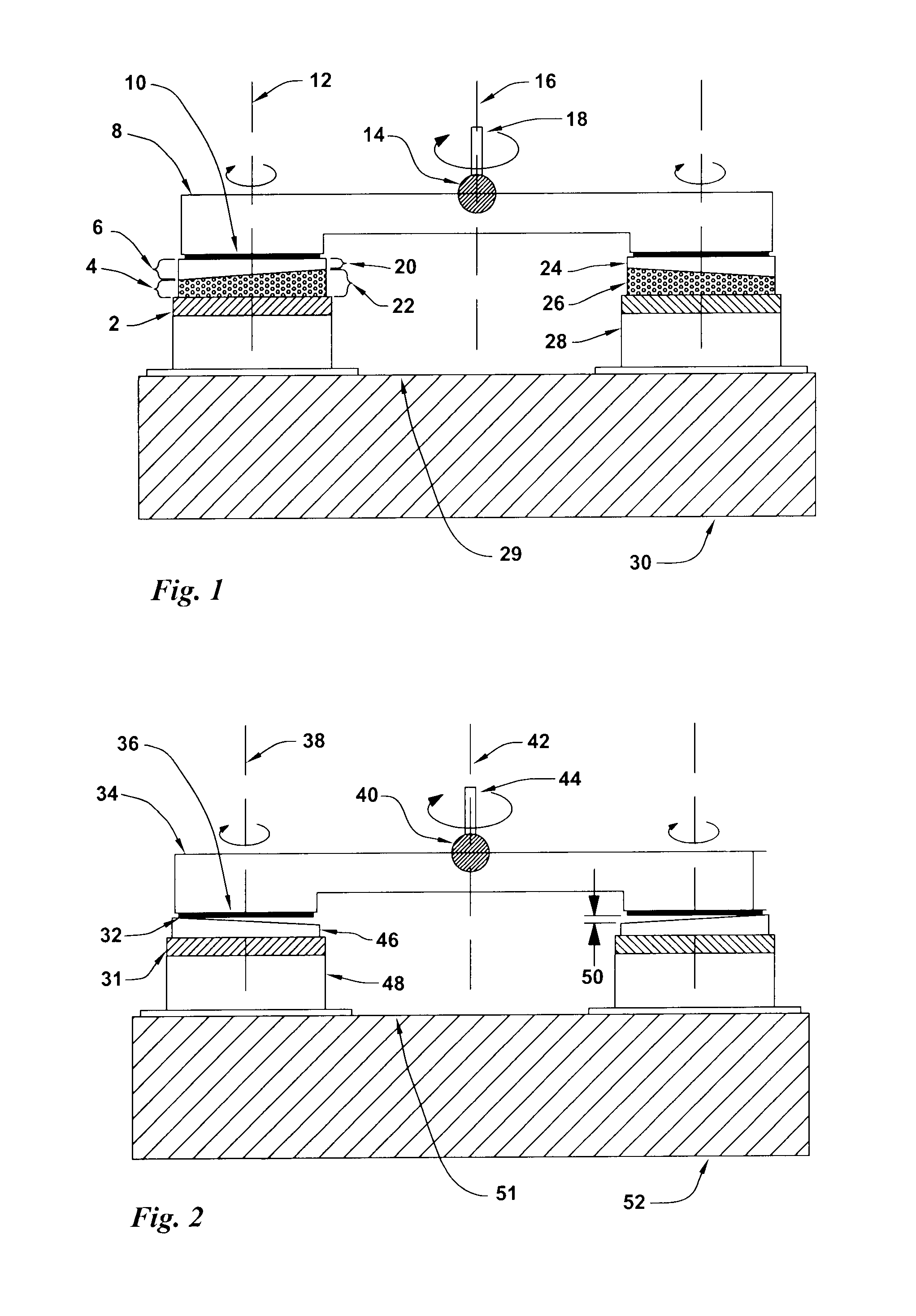 Wafer pads for fixed-spindle floating-platen lapping