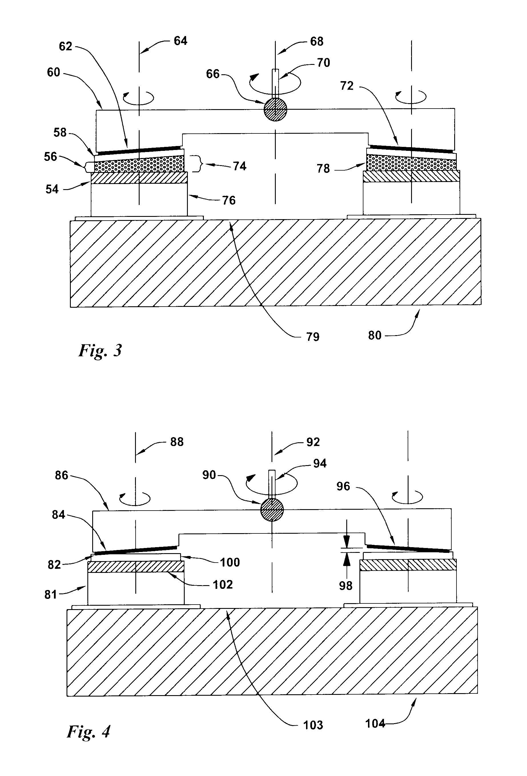 Wafer pads for fixed-spindle floating-platen lapping