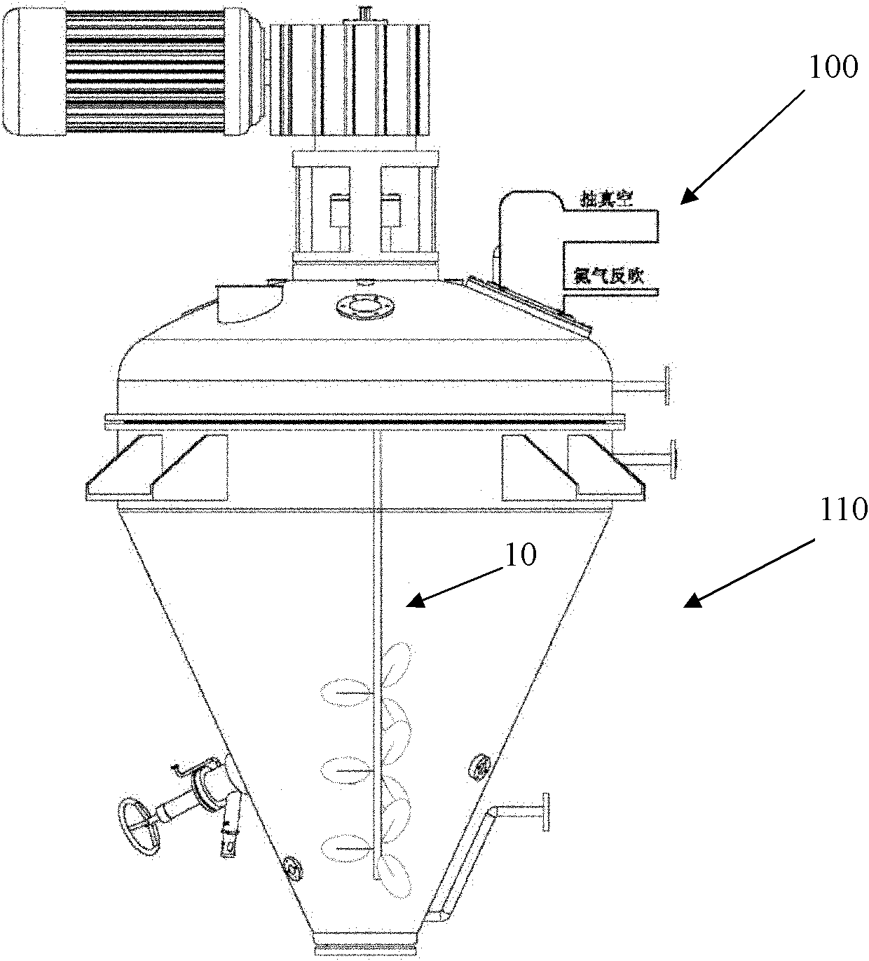 Progressive stirrer and single cone dryer with same