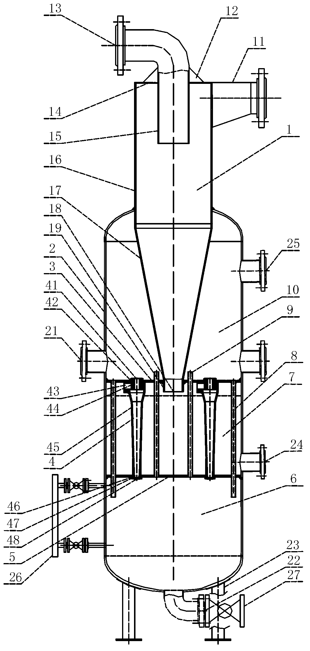 Oil-gas-water three-phase hypergravity separator